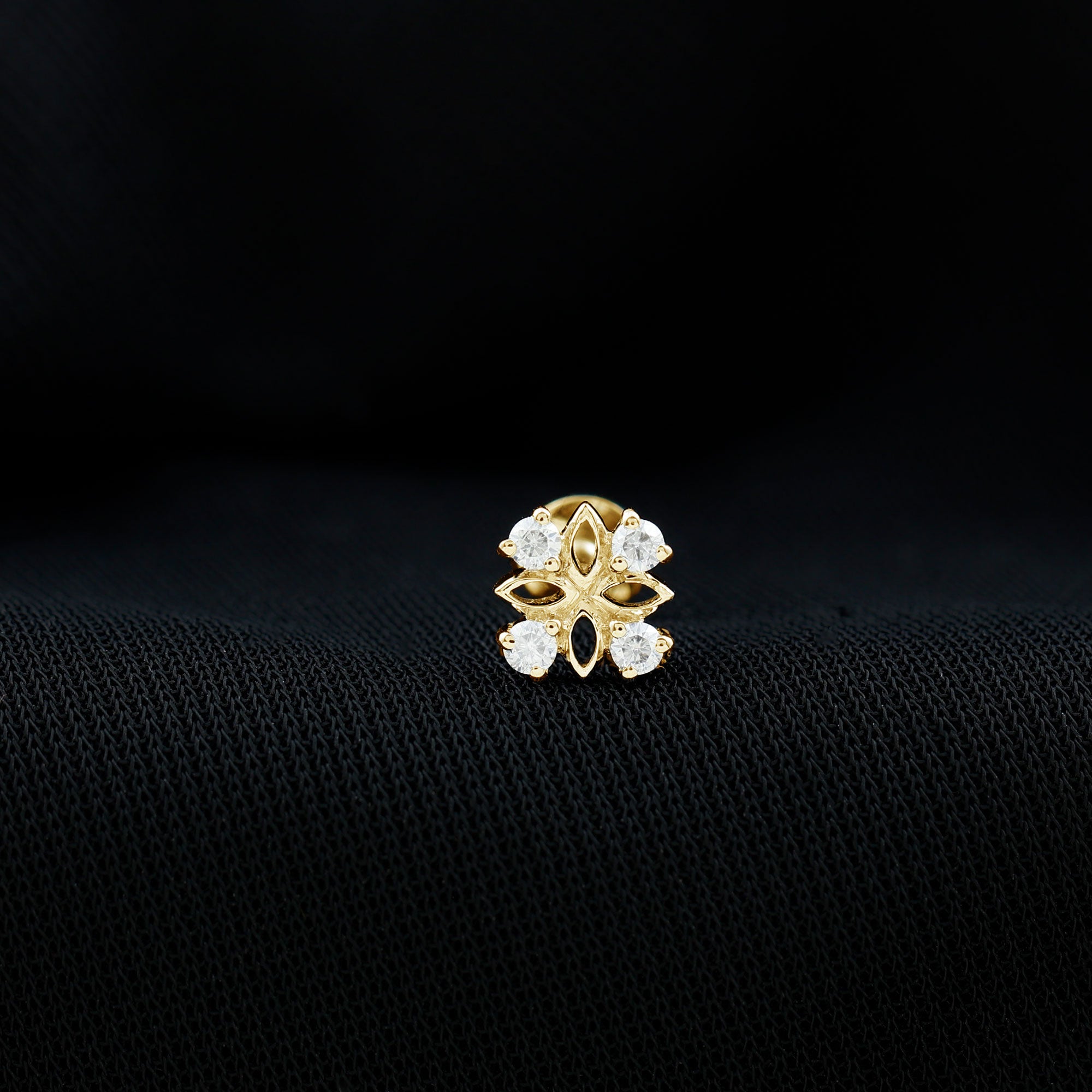 Nature Inspired Certified Diamond Flower Earring for Helix Piercing Lab - ( EF-VS ) - Rosec Jewels