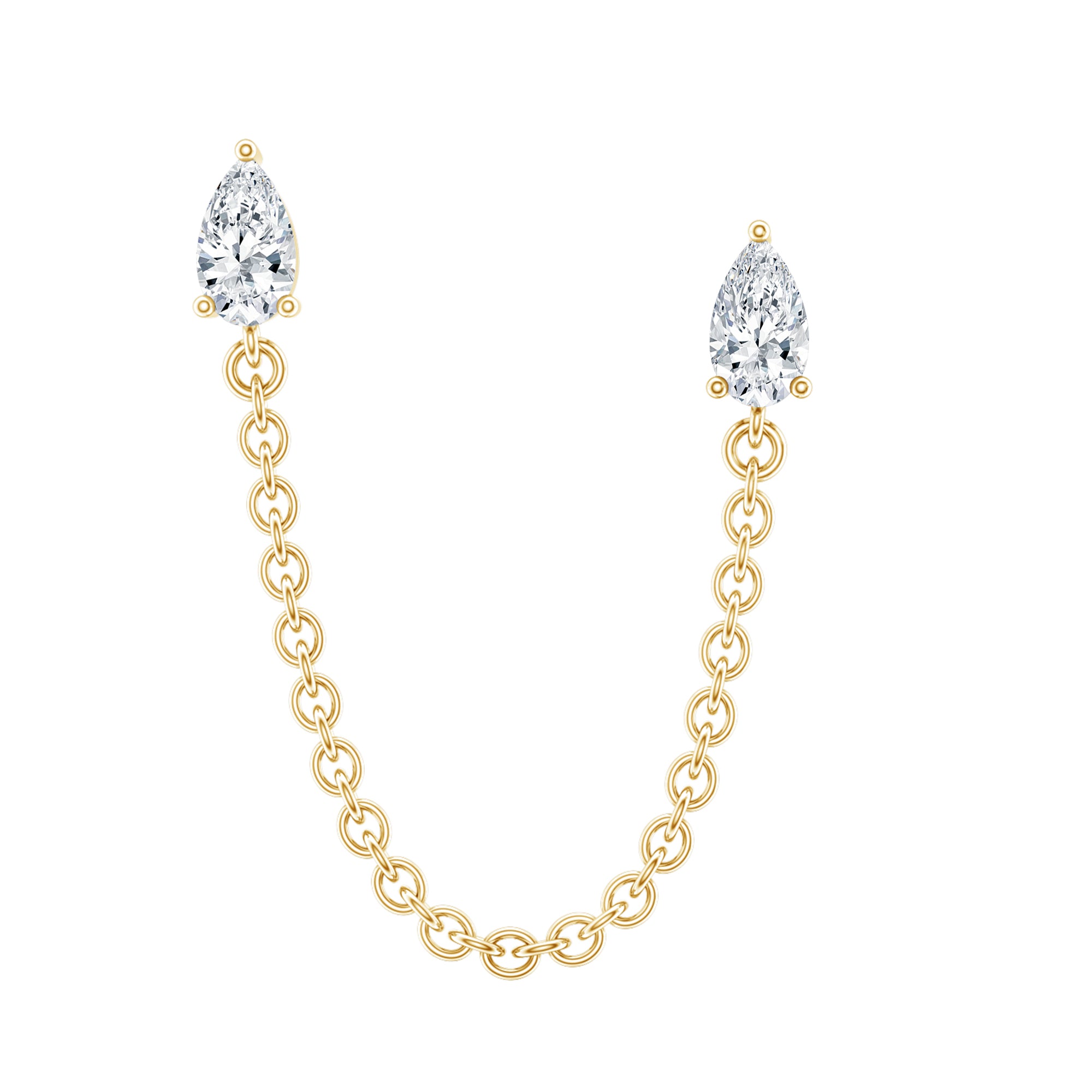 Pear Shape Diamond Chain Double Piercing Earring Lab - ( EF-VS ) - Rosec Jewels