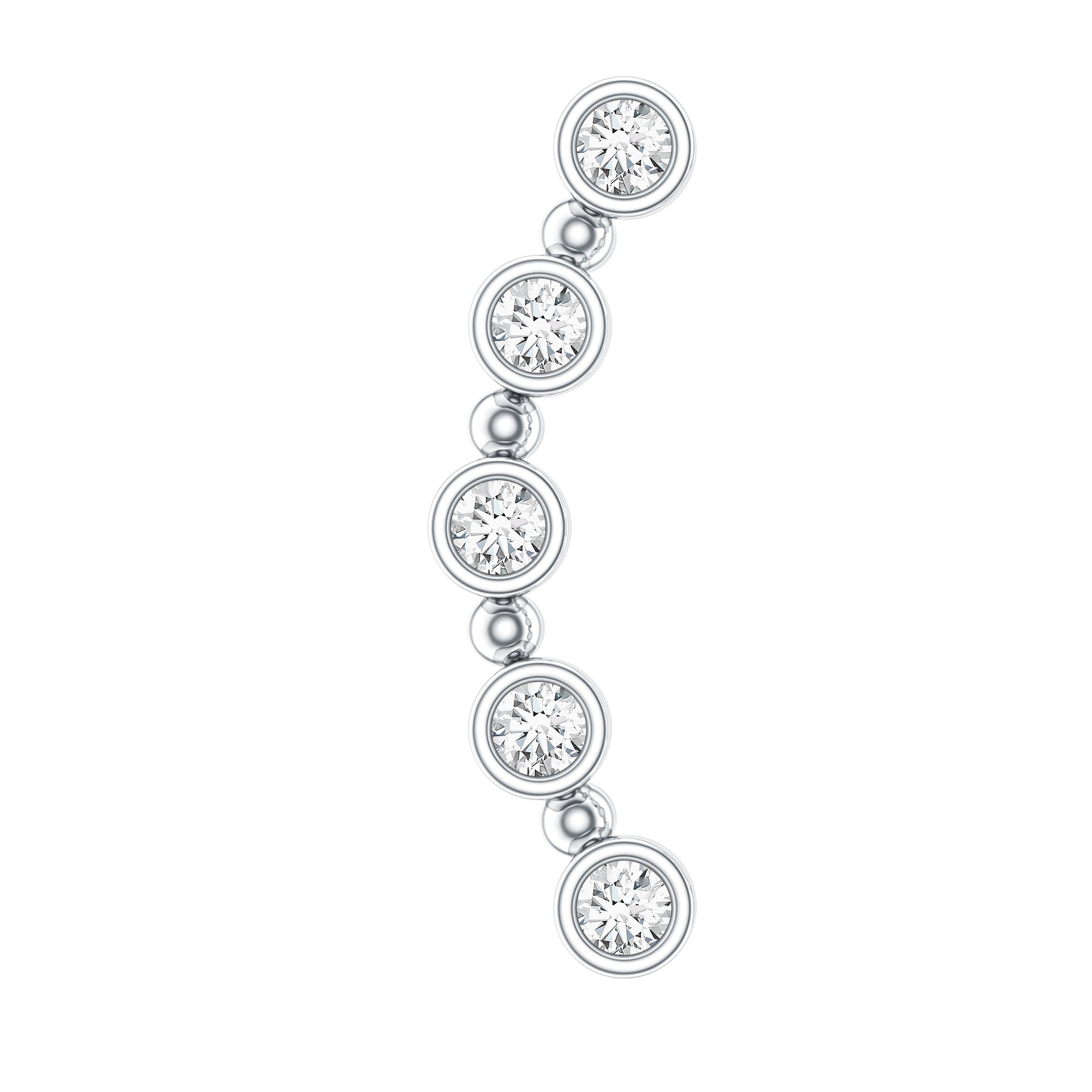 Bezel Set Diamond Crawler Earring for Cartilage Piercing Lab - ( EF-VS ) - Rosec Jewels