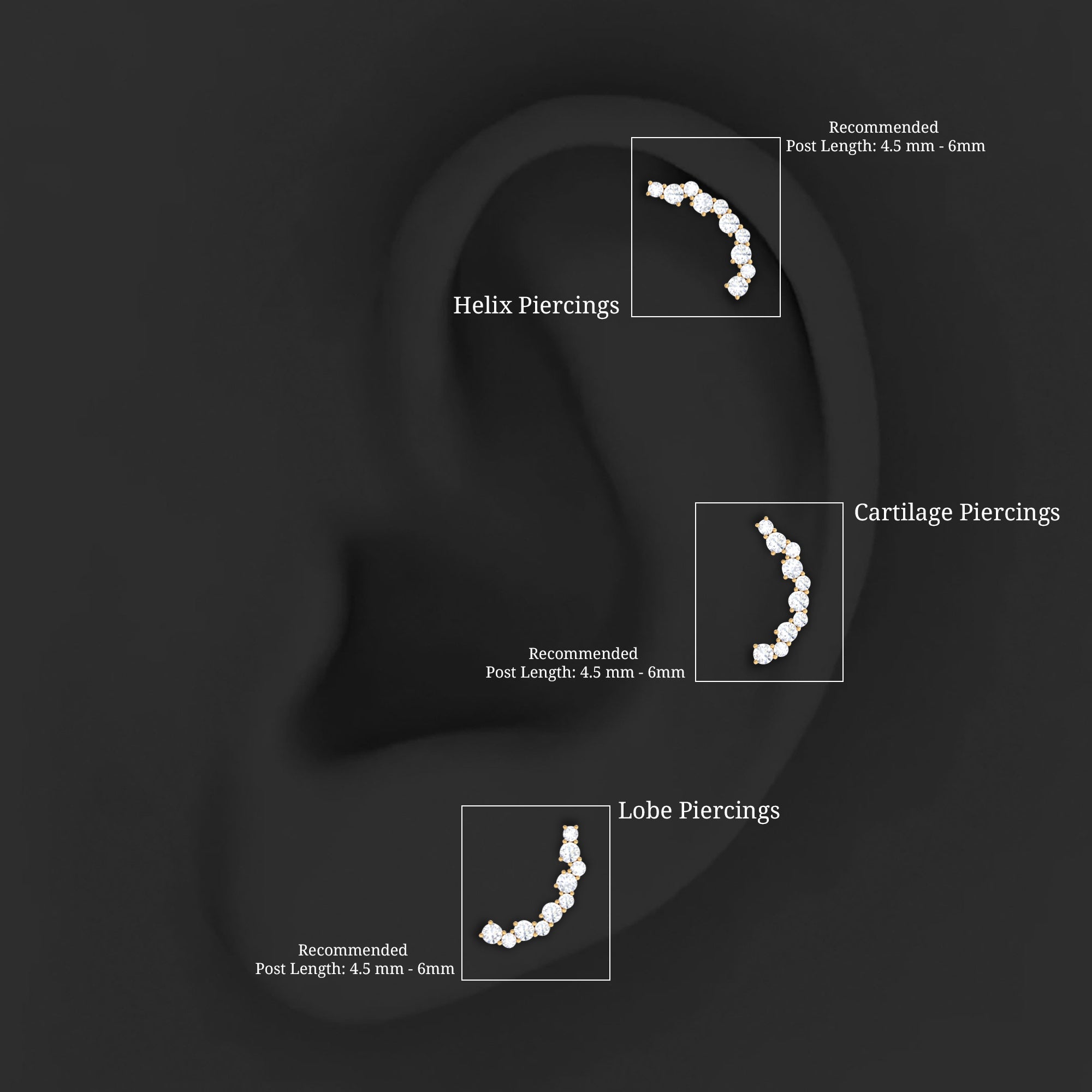 Certified Diamond Curved Crawler Earring for Women Lab - ( EF-VS ) - Rosec Jewels