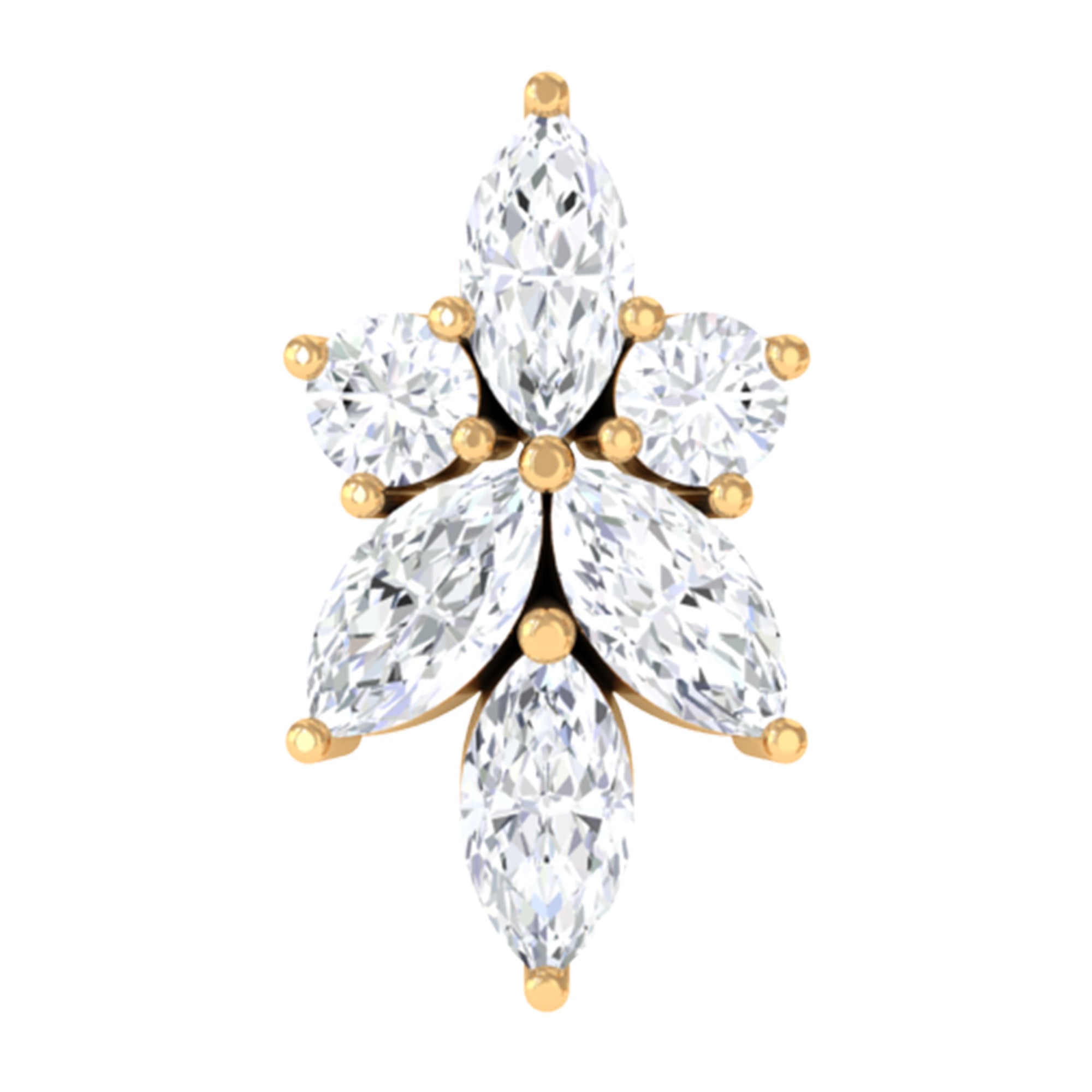 Marquise Diamond Cluster Flower Earring with Flat Back Lab - ( EF-VS ) - Rosec Jewels
