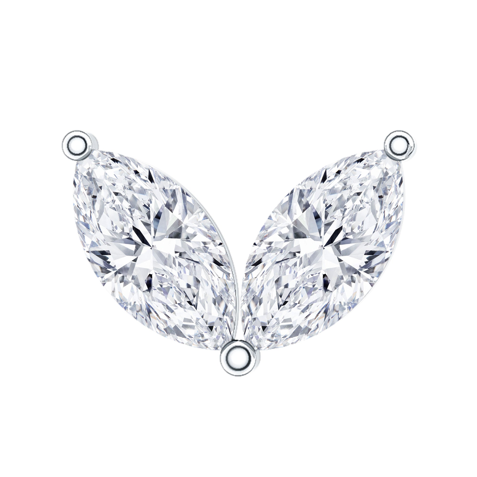 Marquise Diamond Two Stone Earring for Tragus Piercing Lab - ( EF-VS ) - Rosec Jewels