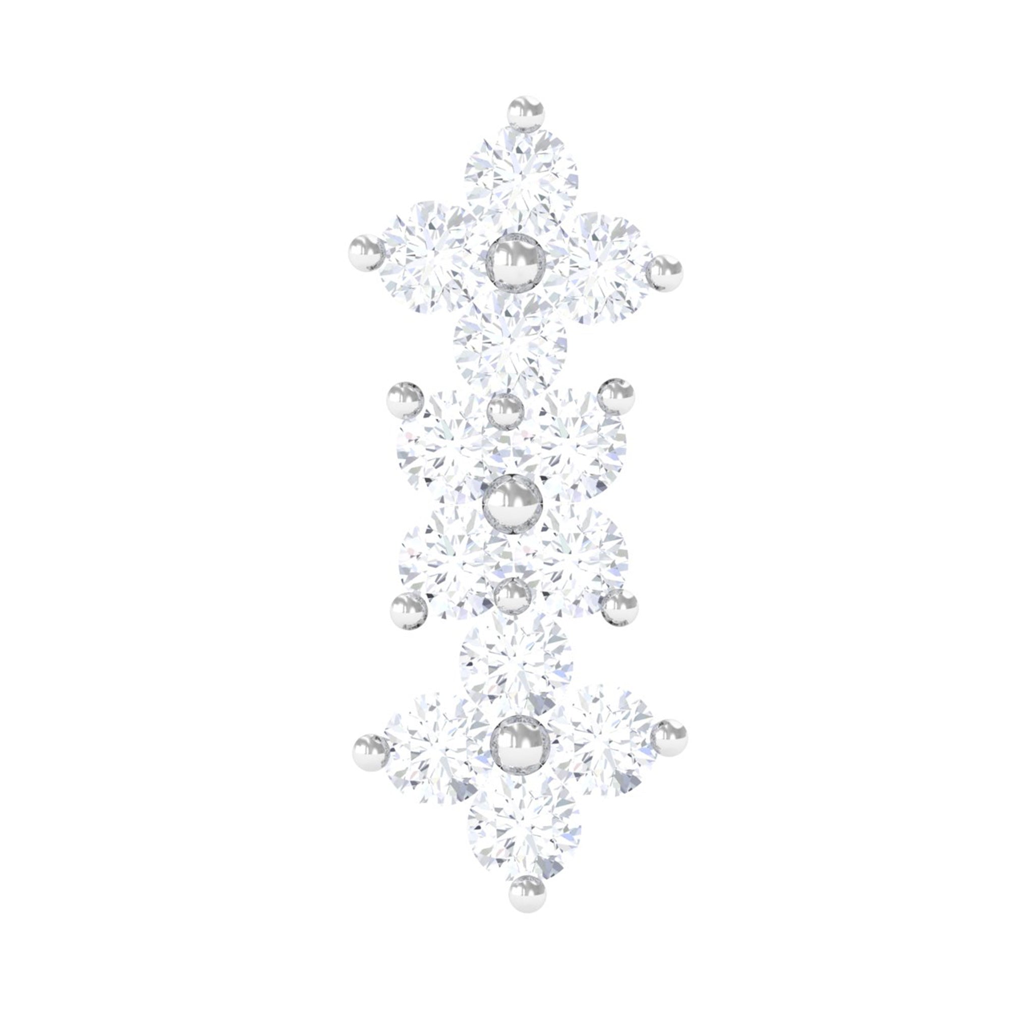 Diamond Flower Crawler Earring for Helix Piercing Lab - ( EF-VS ) - Rosec Jewels
