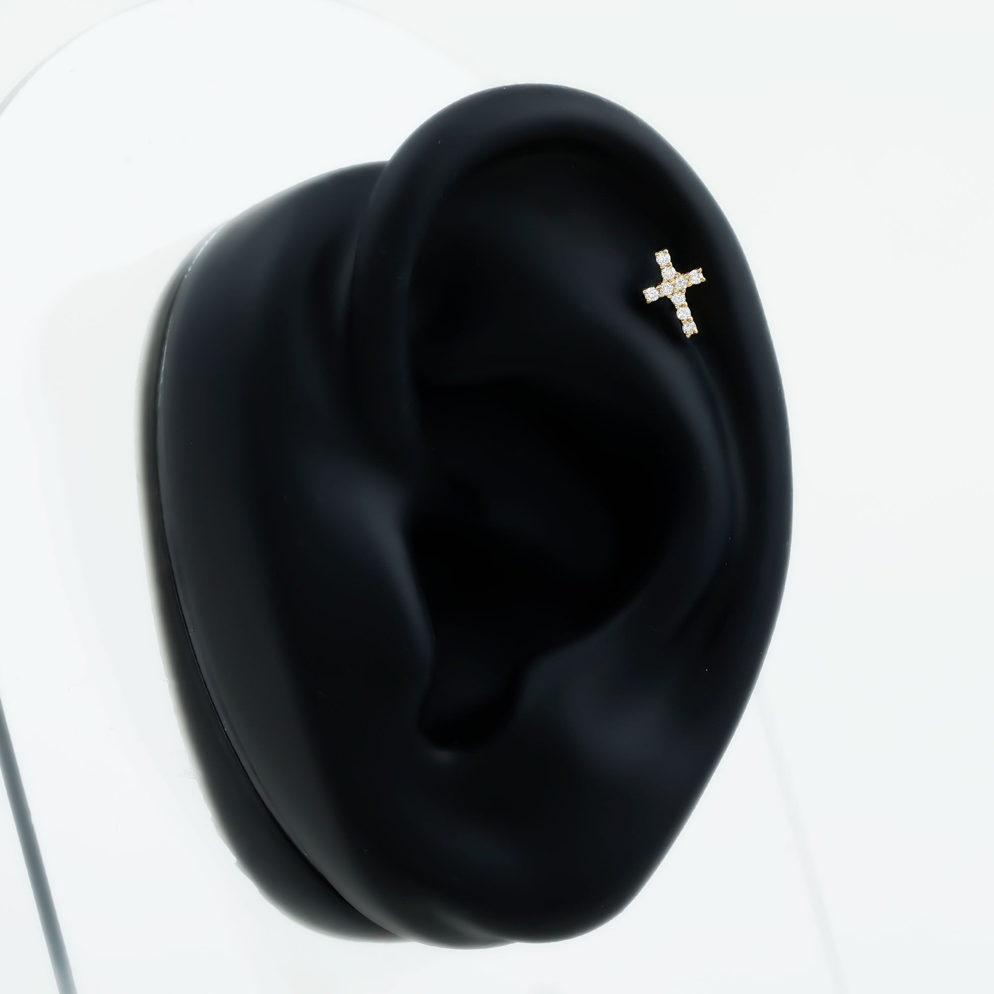 Minimalist Diamond Cross Cartilage Earring Lab - ( EF-VS ) - Rosec Jewels