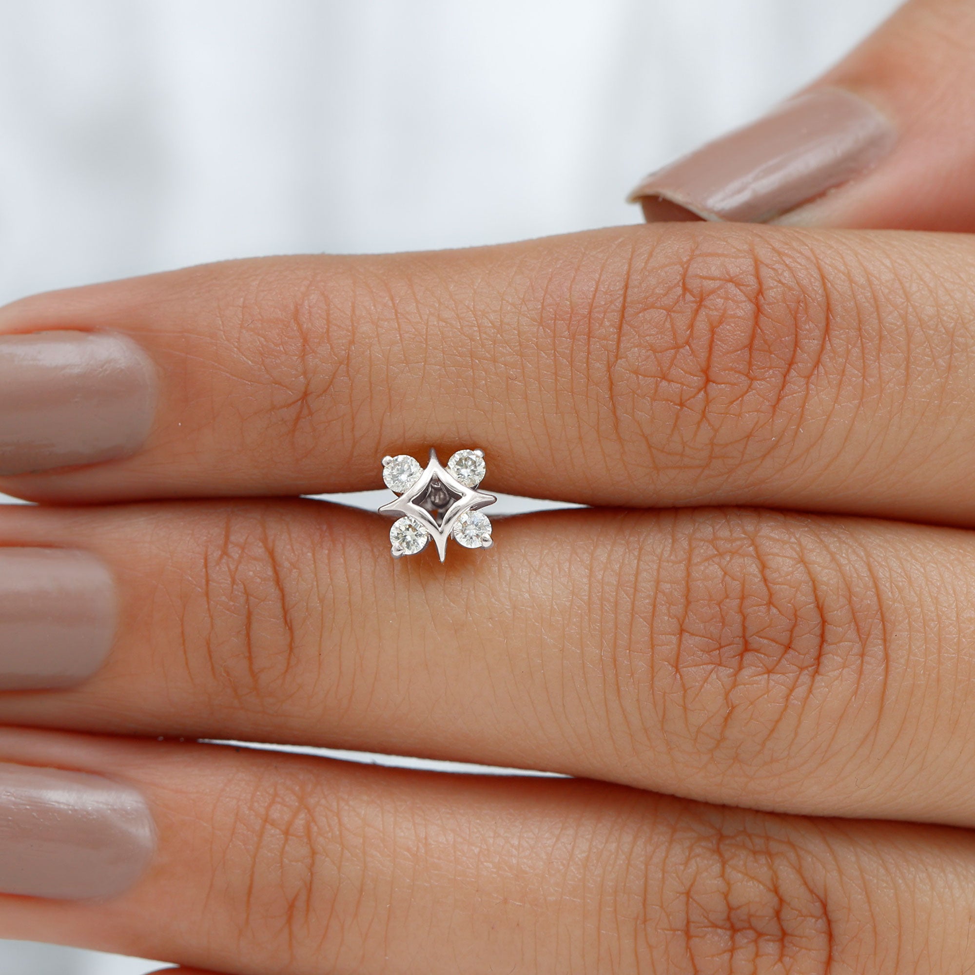 Rosec Jewels-Round Cut Diamond Star Earring for Helix Piercing