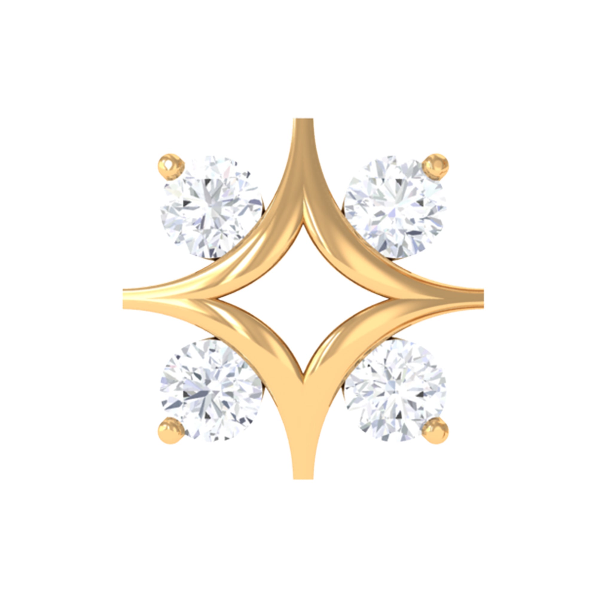 Round Cut Diamond Star Earring for Helix Piercing Lab - ( EF-VS ) - Rosec Jewels