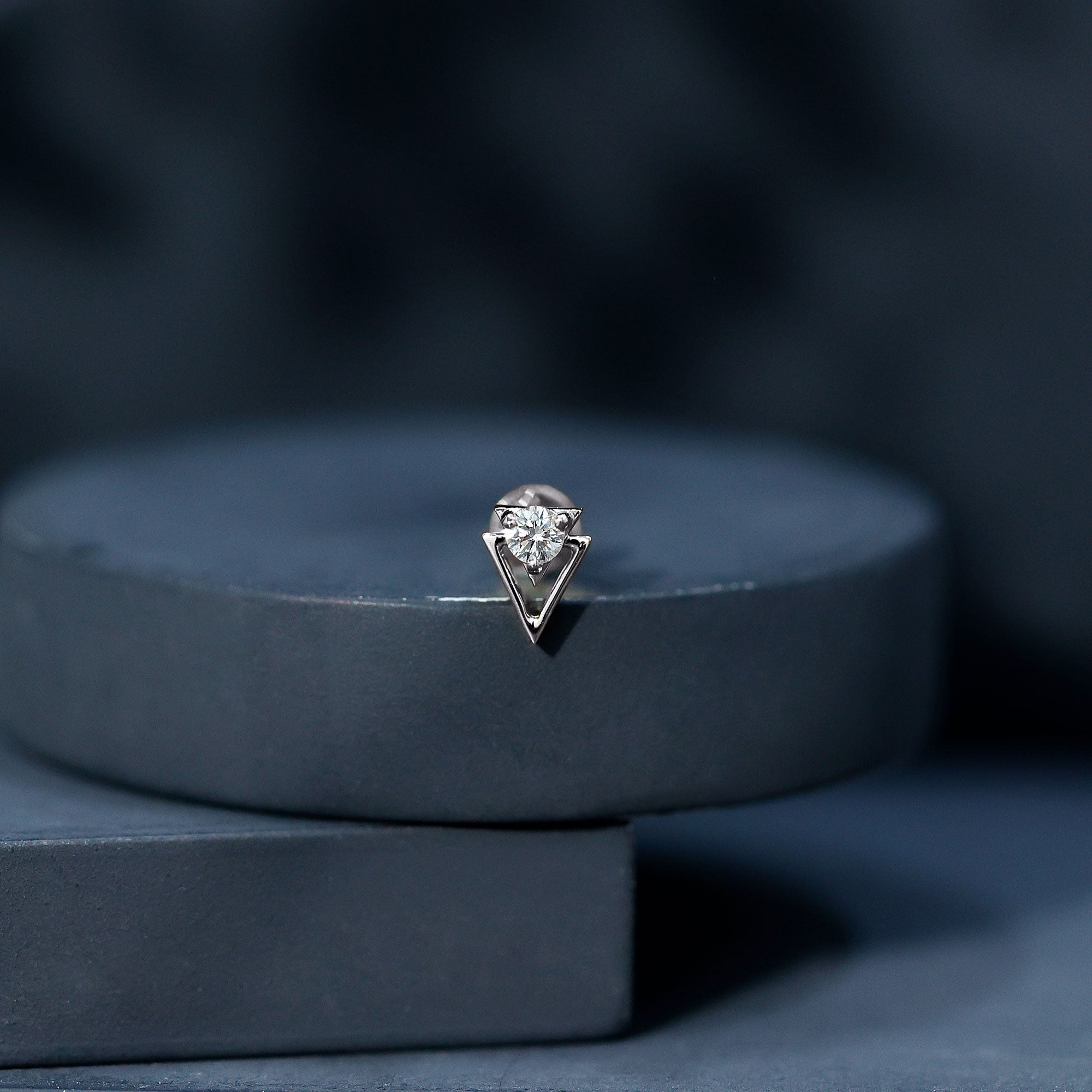 Simple Diamond Solitaire Triangle Cartilage Earring Lab - ( EF-VS ) - Rosec Jewels