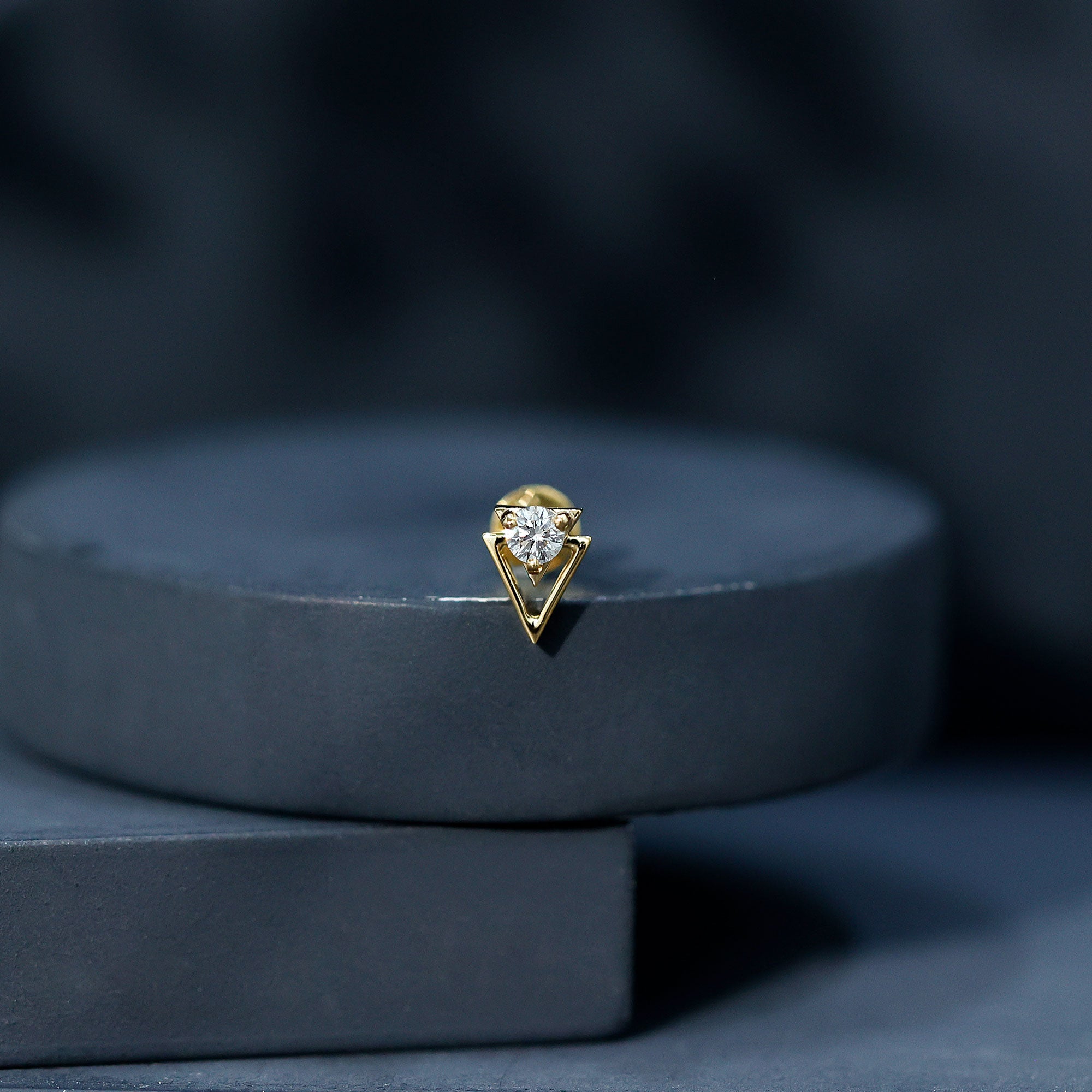 Simple Diamond Solitaire Triangle Cartilage Earring Lab - ( EF-VS ) - Rosec Jewels