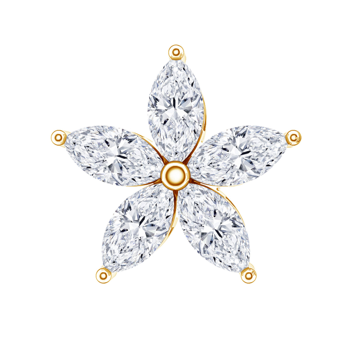 Marquise Diamond Floral Upper Lobe Earring Lab - ( EF-VS ) - Rosec Jewels