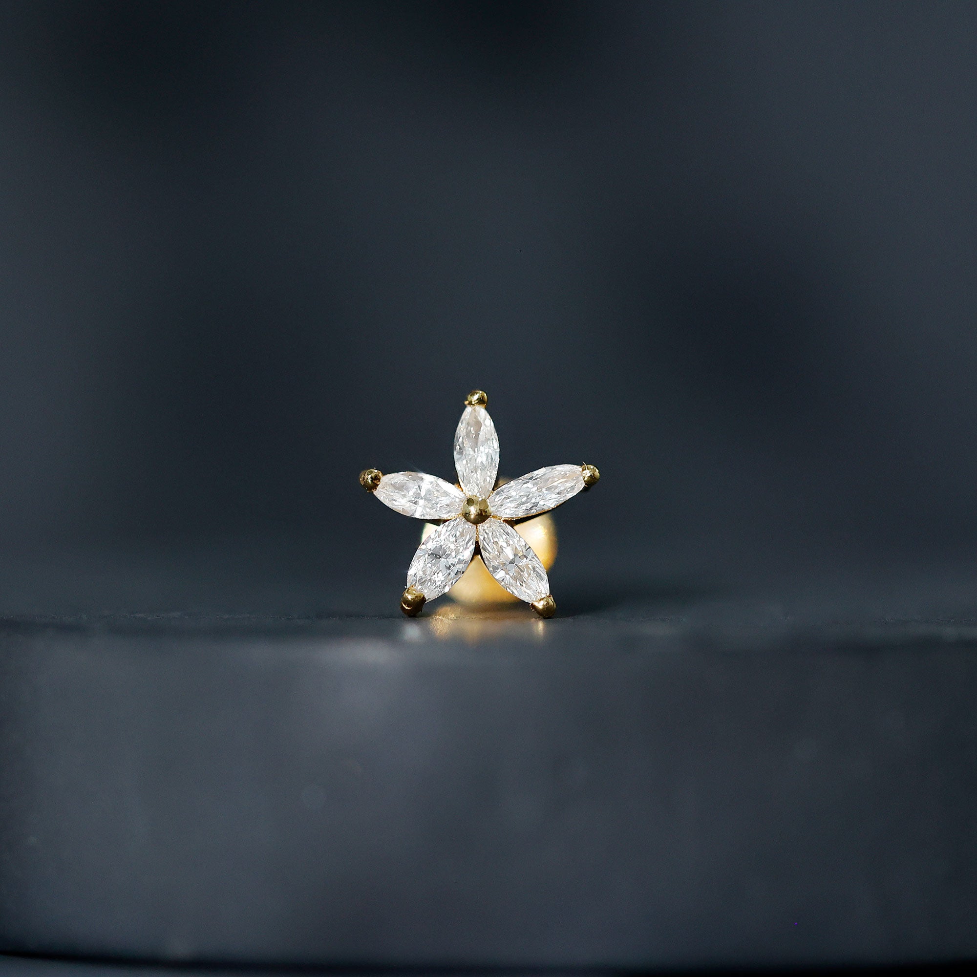 Marquise Diamond Floral Upper Lobe Earring Lab - ( EF-VS ) - Rosec Jewels