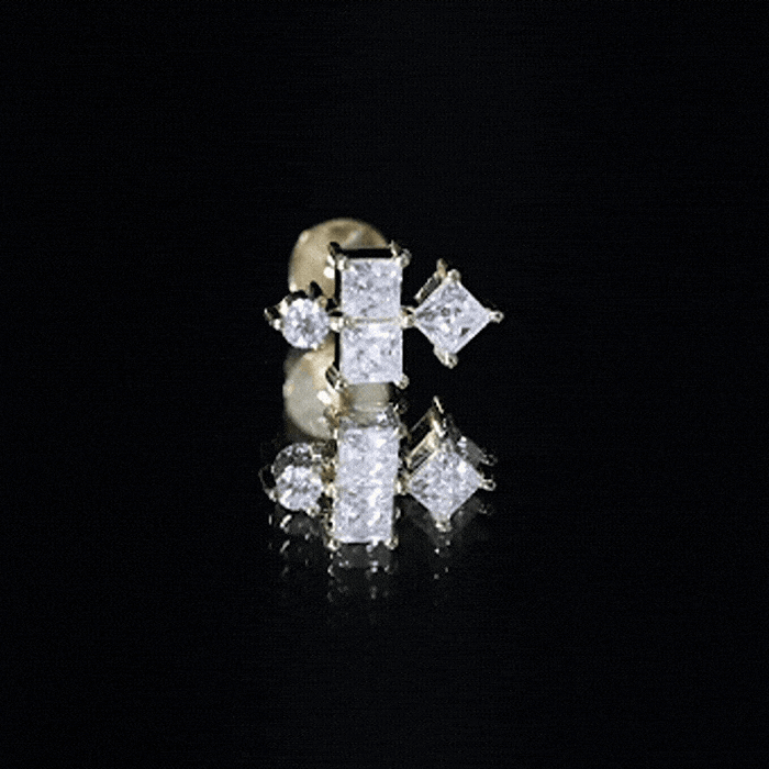 Princess Cut Diamond Helix Piercing Earring for Women Lab - ( EF-VS ) - Rosec Jewels