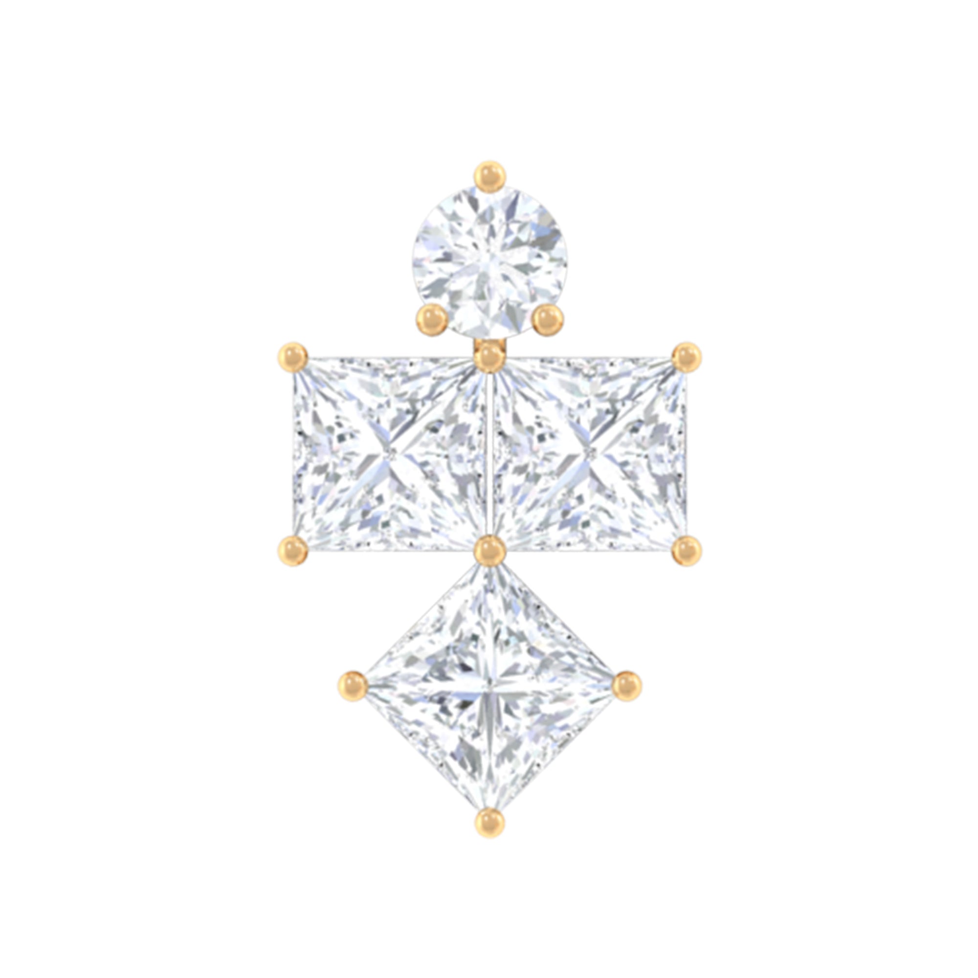 Princess Cut Diamond Helix Piercing Earring for Women Lab - ( EF-VS ) - Rosec Jewels
