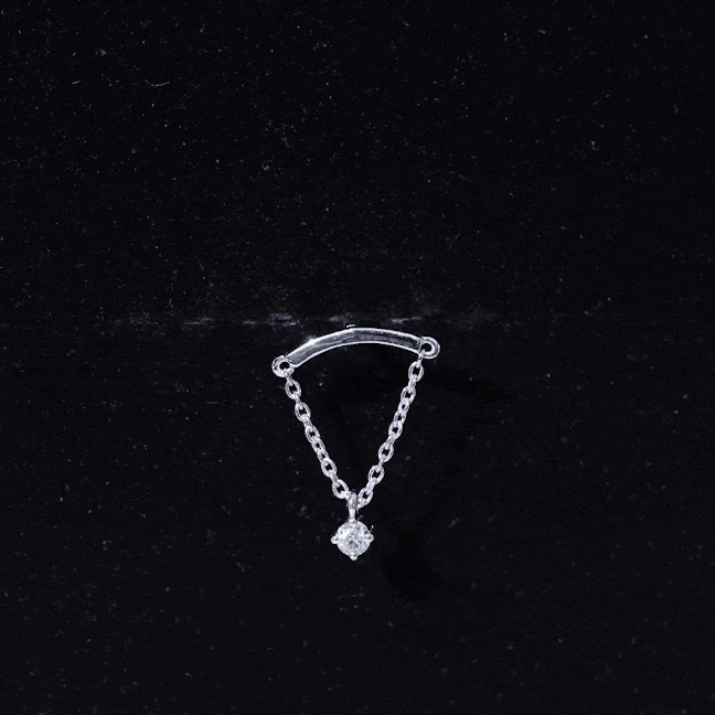 Single Diamond Hidden Helix Earring with Chain Lab - ( EF-VS ) - Rosec Jewels