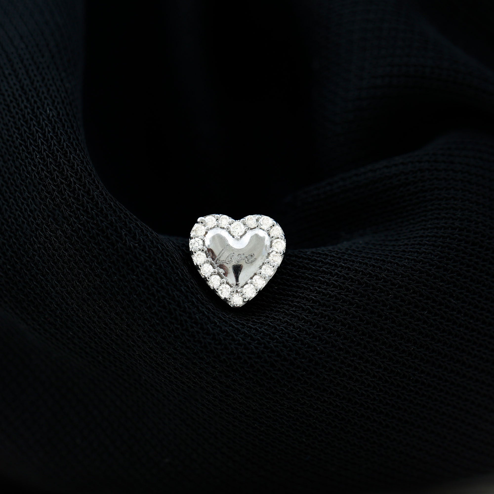 Cute Diamond Love Heart Earring for Helix Piercing Lab - ( EF-VS ) - Rosec Jewels