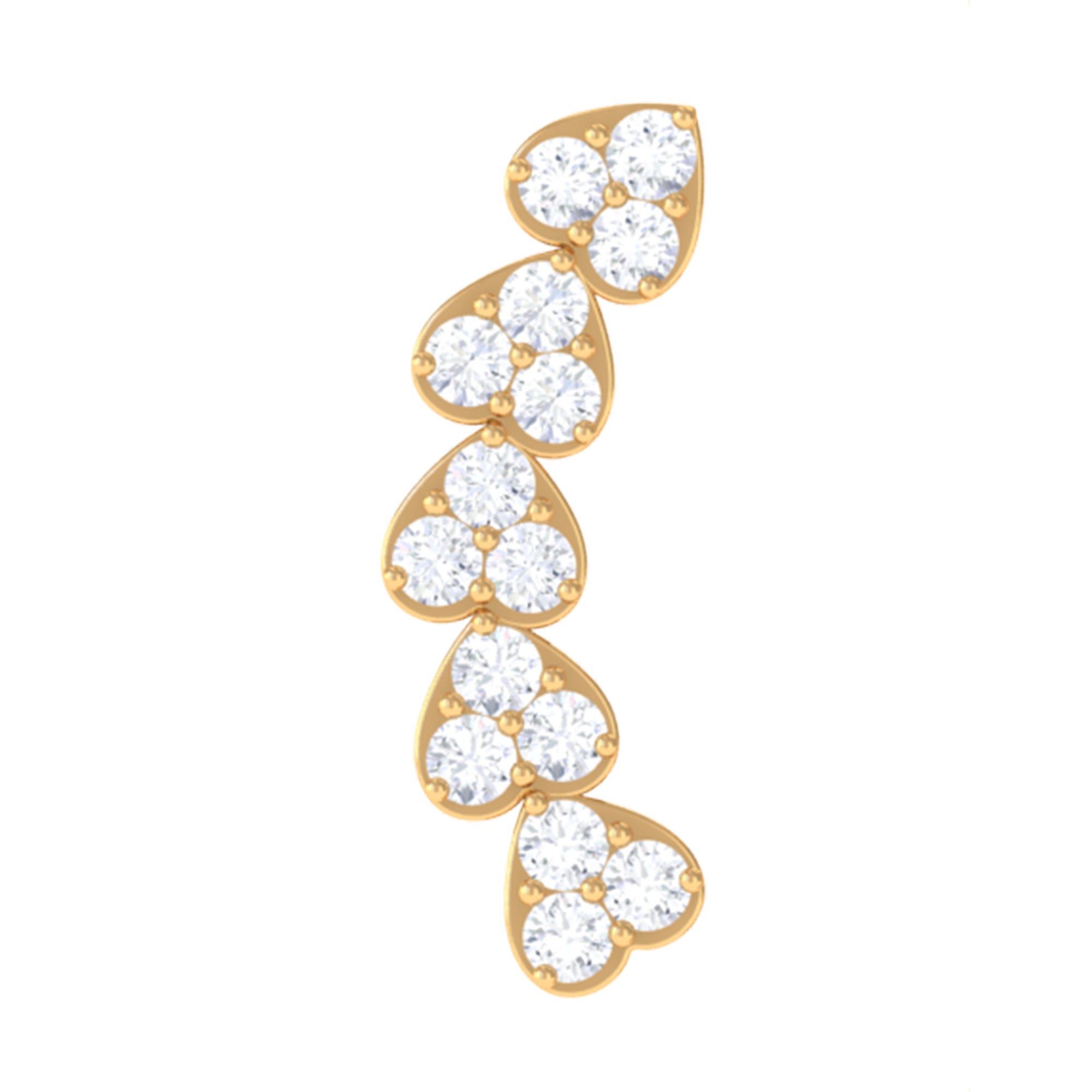 Diamond Heart Crawler Earring for Helix Piercing Lab - ( EF-VS ) - Rosec Jewels