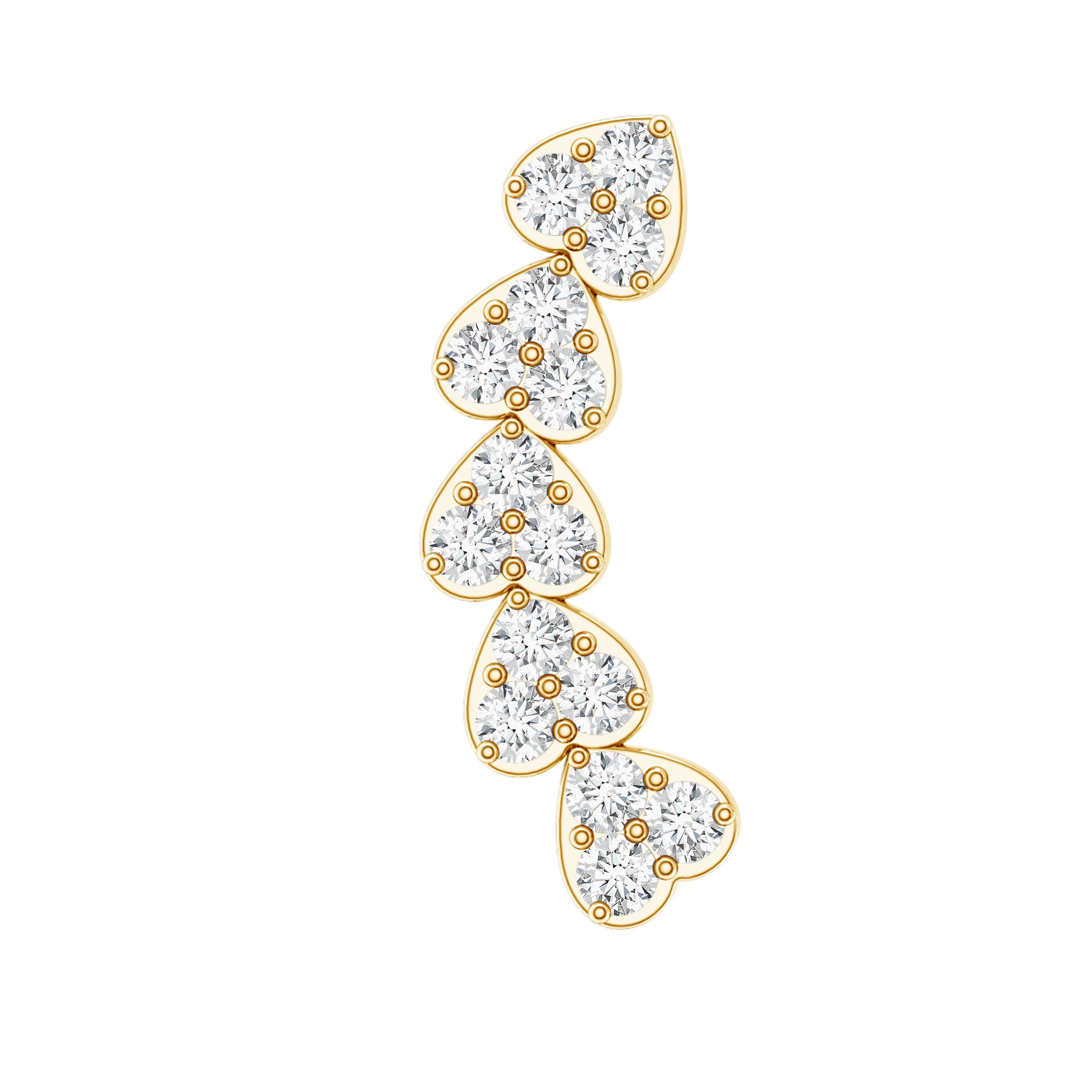 Diamond Heart Crawler Earring for Helix Piercing Lab - ( EF-VS ) - Rosec Jewels