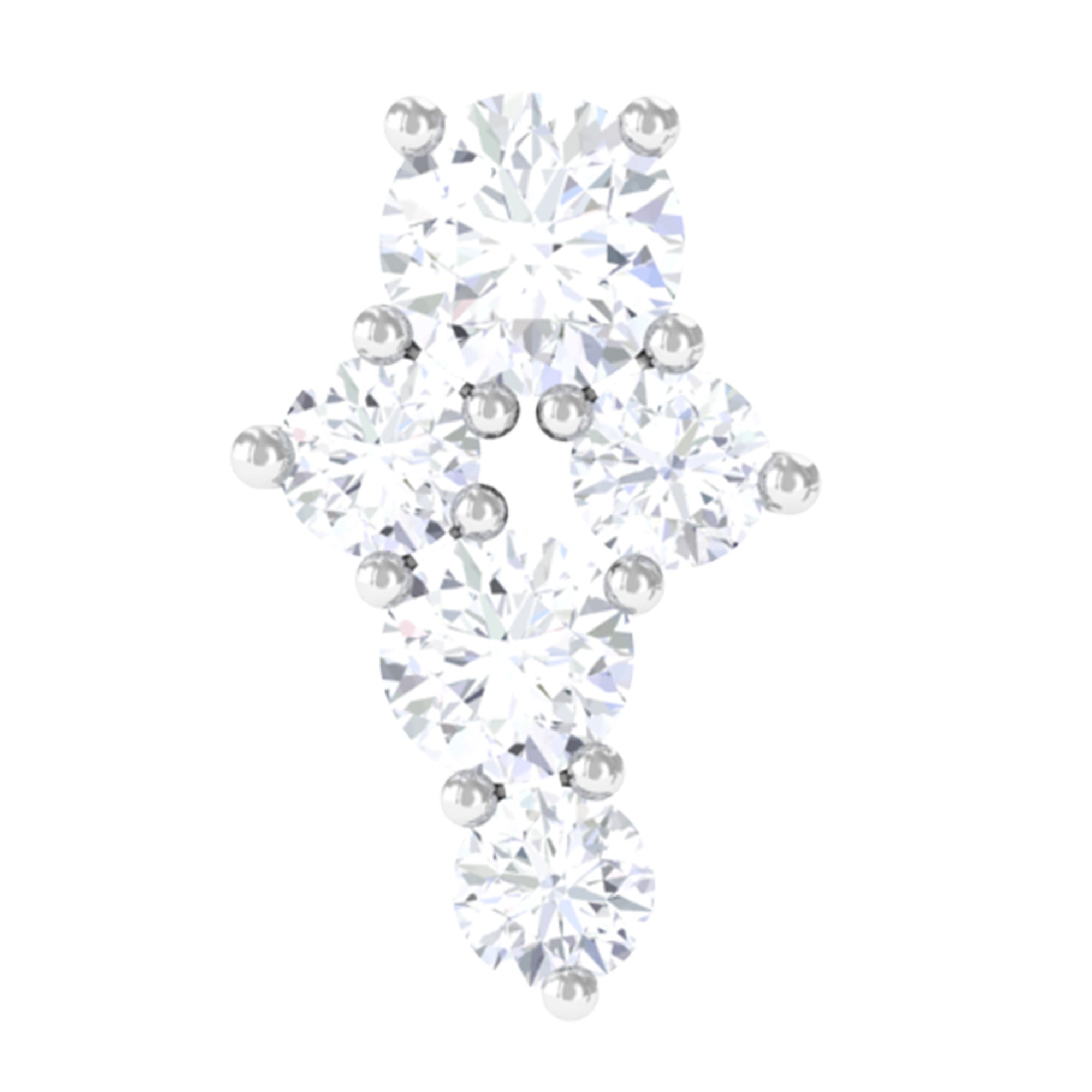 Certified Diamond Cluster Cartilage Piercing Earring Lab - ( EF-VS ) - Rosec Jewels