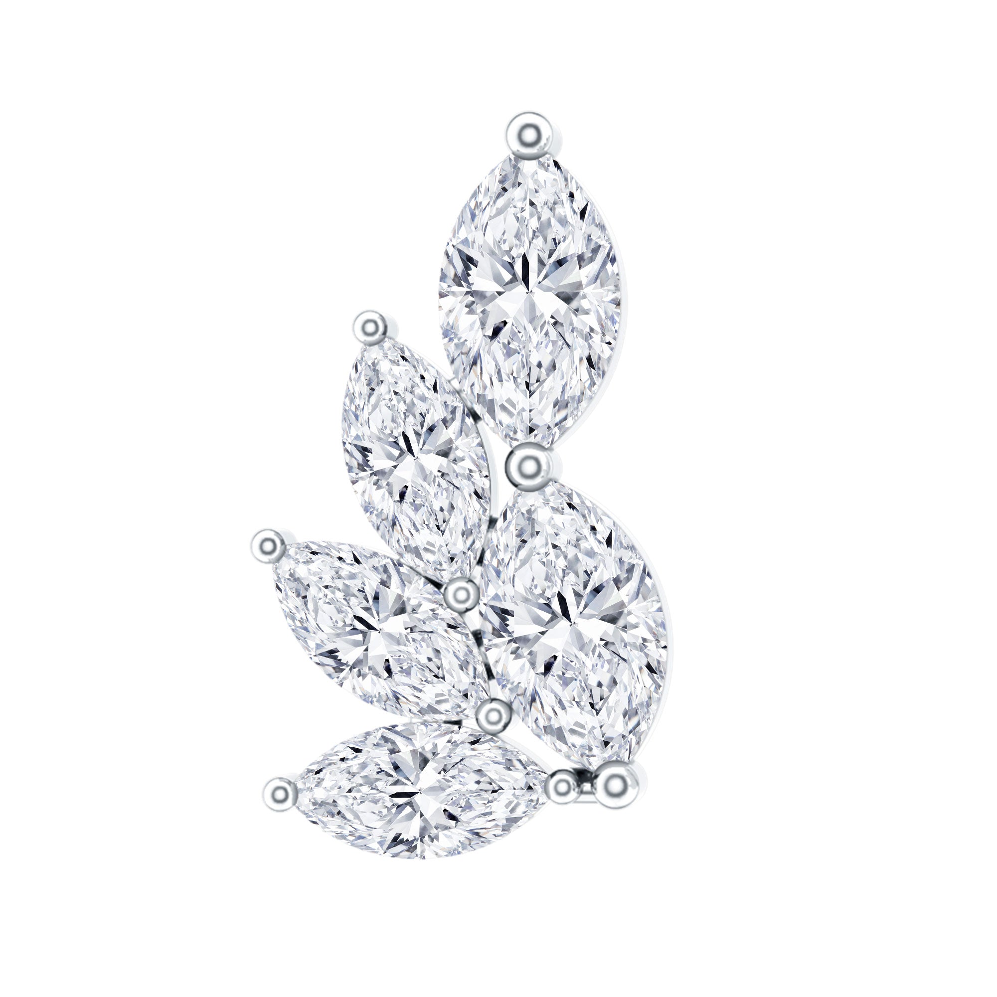 Nature Inspired Marquise Diamond Cluster Earring for Helix Lab - ( EF-VS ) - Rosec Jewels
