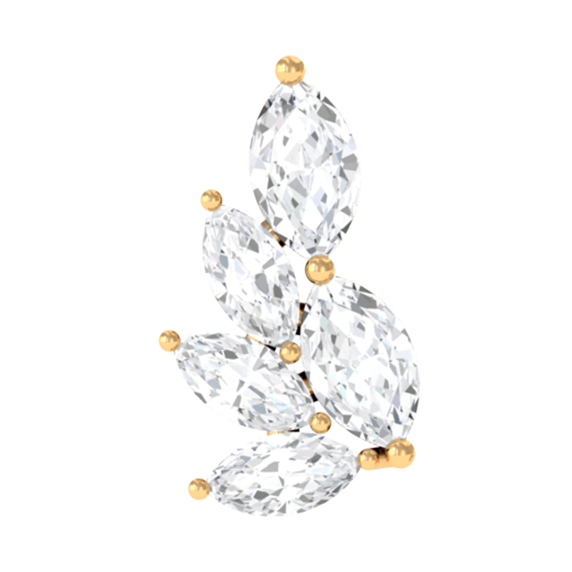 Nature Inspired Marquise Diamond Cluster Earring for Helix Lab - ( EF-VS ) - Rosec Jewels