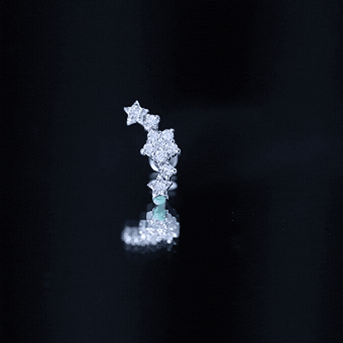 Brilliant Cut Diamond Star Ear Crawler Earring Lab - ( EF-VS ) - Rosec Jewels