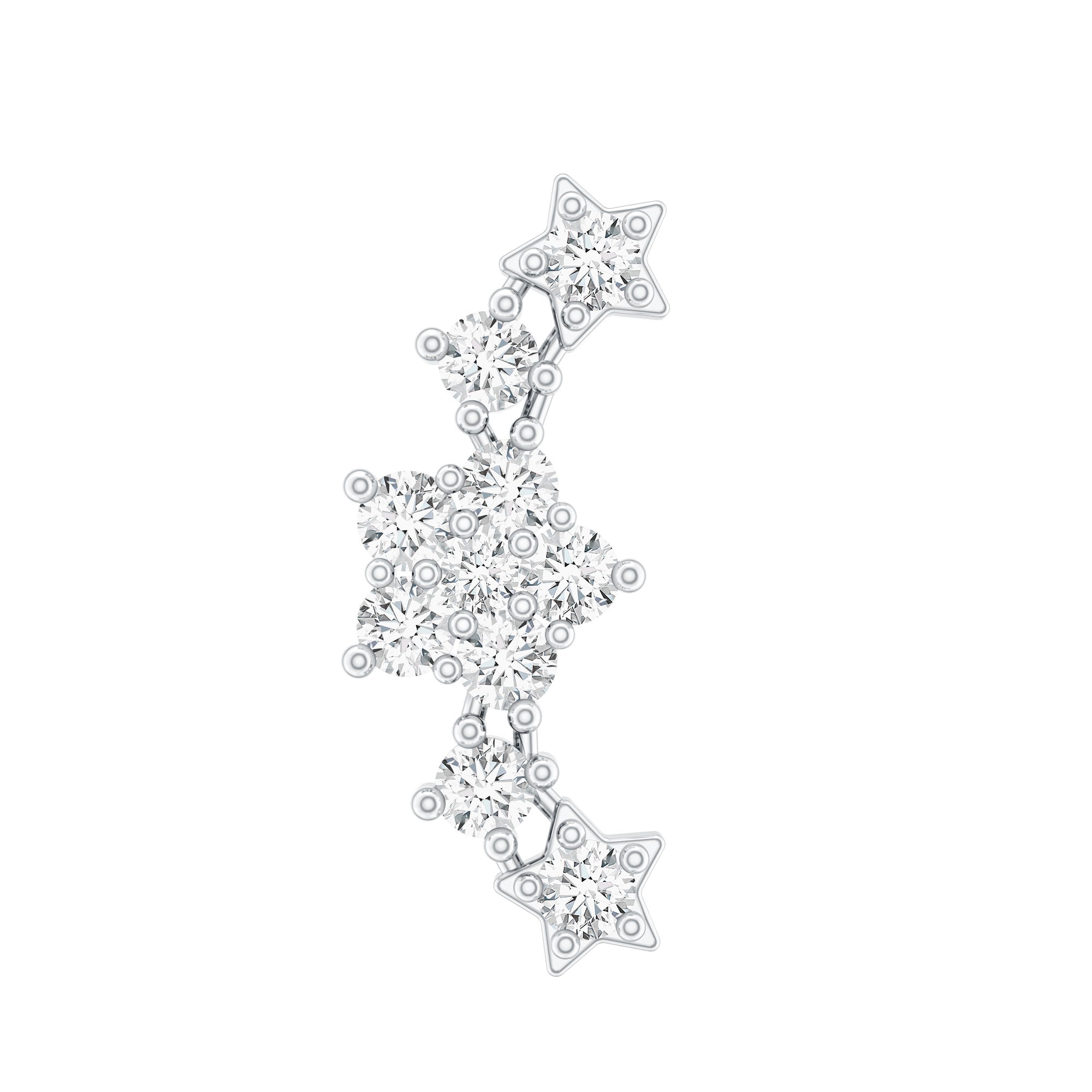 Brilliant Cut Diamond Star Ear Crawler Earring Lab - ( EF-VS ) - Rosec Jewels