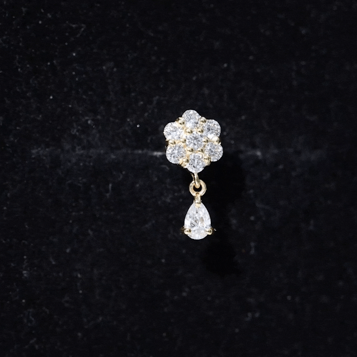Elegant Diamond Flower Cartilage Drop Earring Lab - ( EF-VS ) - Rosec Jewels
