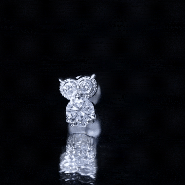 Diamond Owl Earring for Cartilage Piercing Lab - ( EF-VS ) - Rosec Jewels