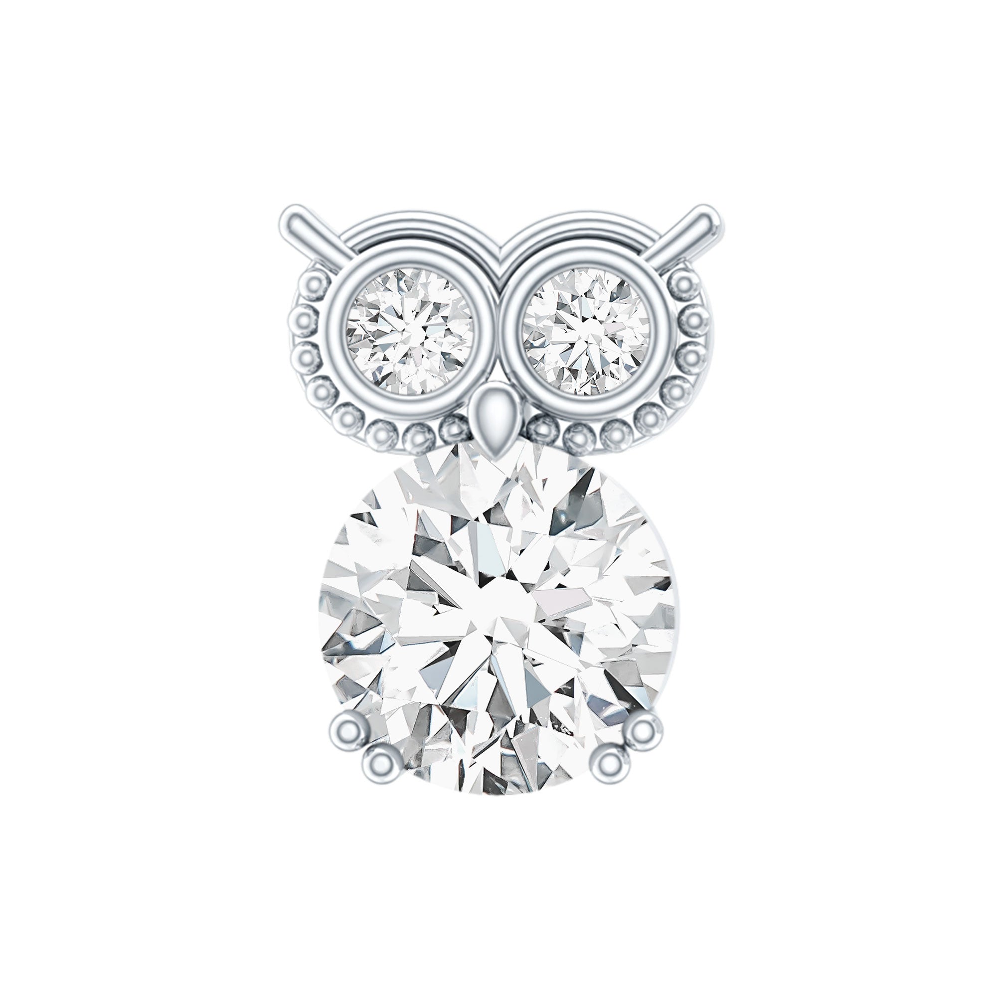 Diamond Owl Earring for Cartilage Piercing Lab - ( EF-VS ) - Rosec Jewels