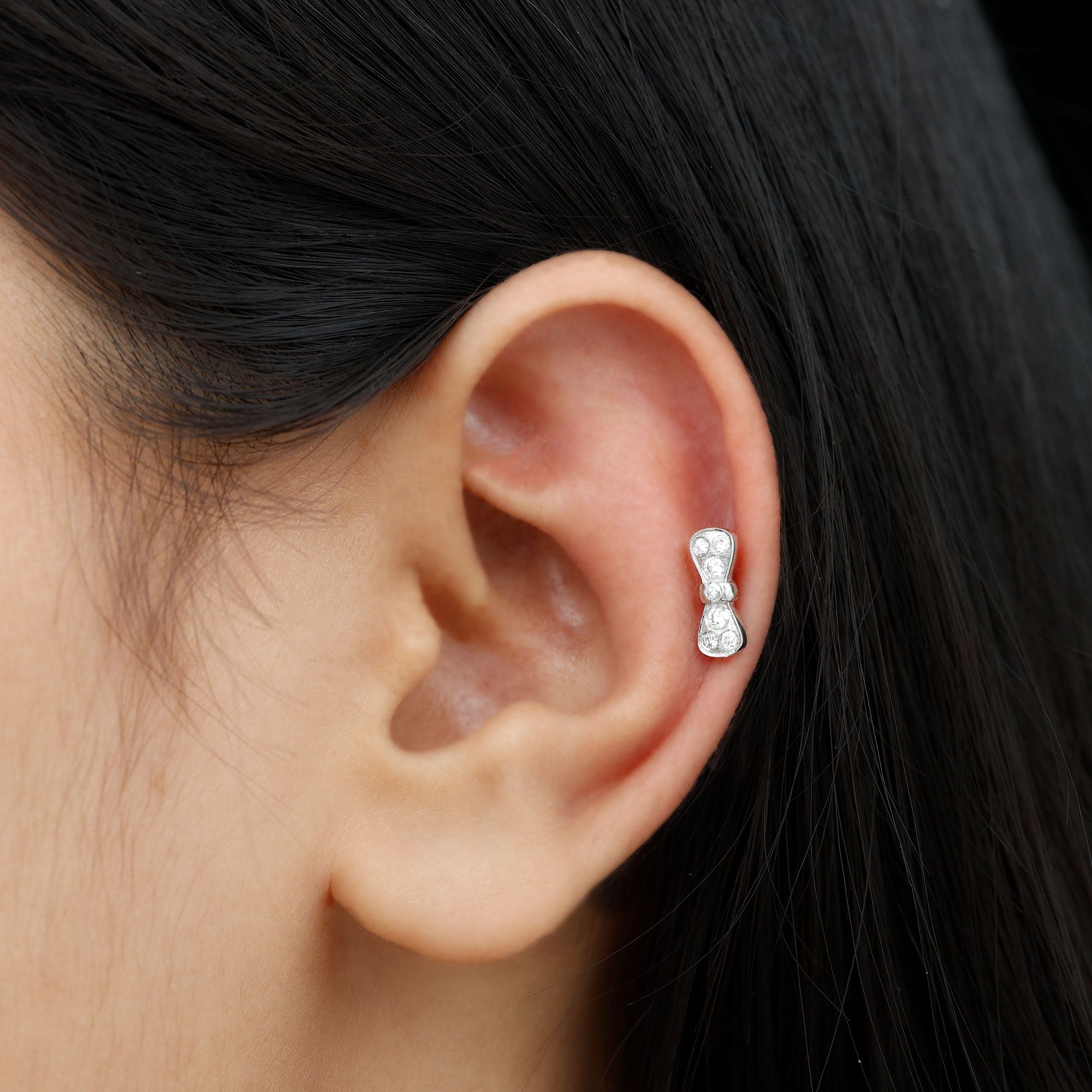 Rosec Jewels-Diamonds Bow Cartilage Piercing Earring