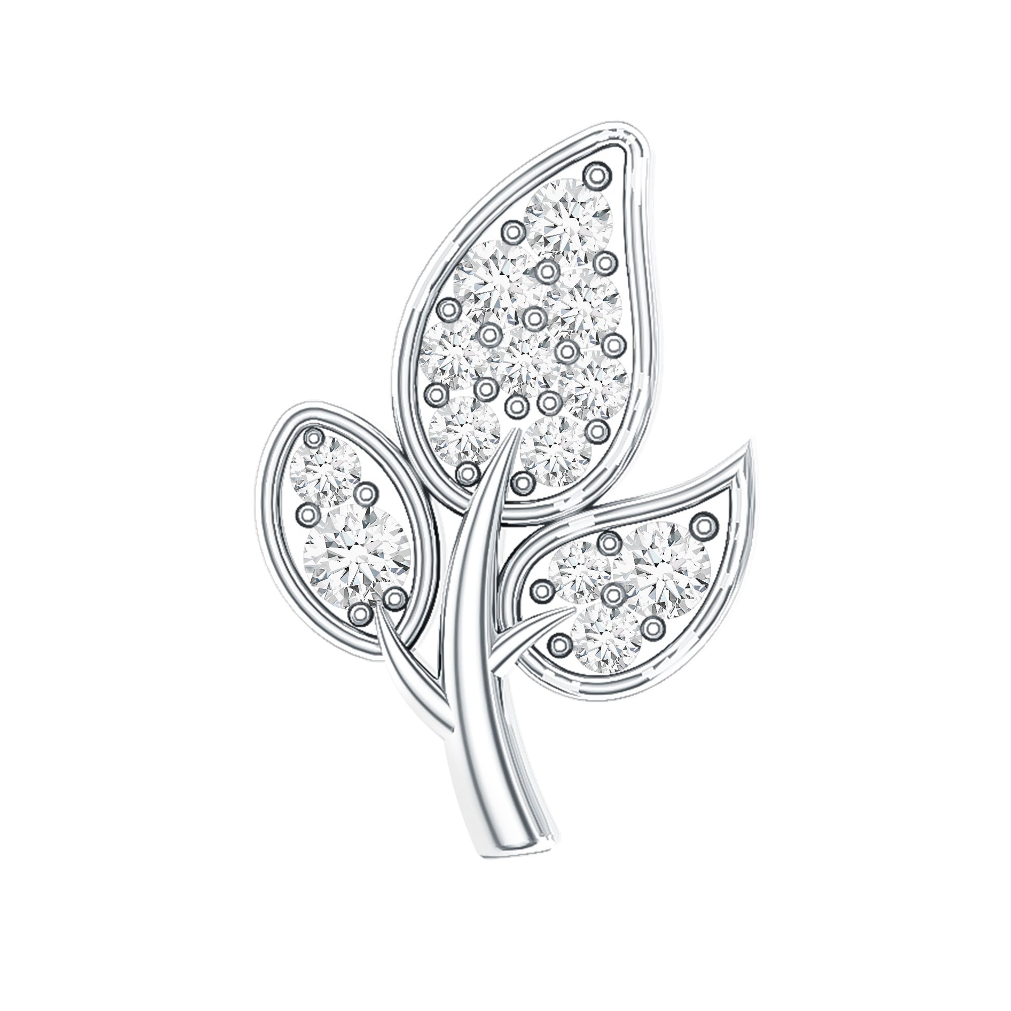 Diamond Leaf Flat Back Cartilage Stud Earring (18G) – Nature Inspired Helix & Tragus Jewelry in Gold Lab - ( EF-VS ) - Rosec Jewels