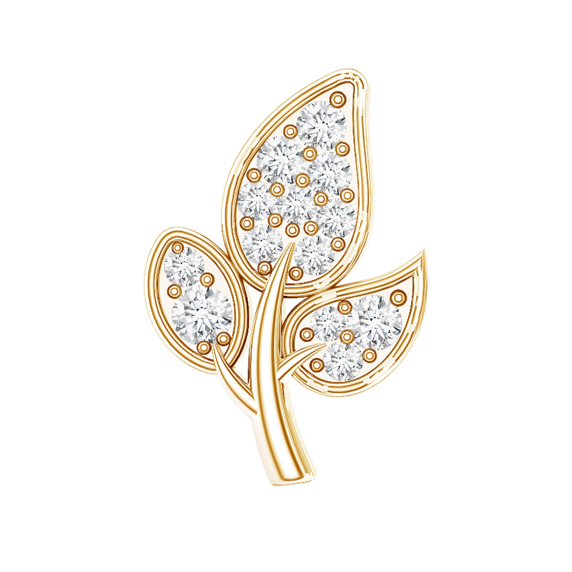 Diamond Leaf Flat Back Cartilage Stud Earring (18G) – Nature Inspired Helix & Tragus Jewelry in Gold Lab - ( EF-VS ) - Rosec Jewels