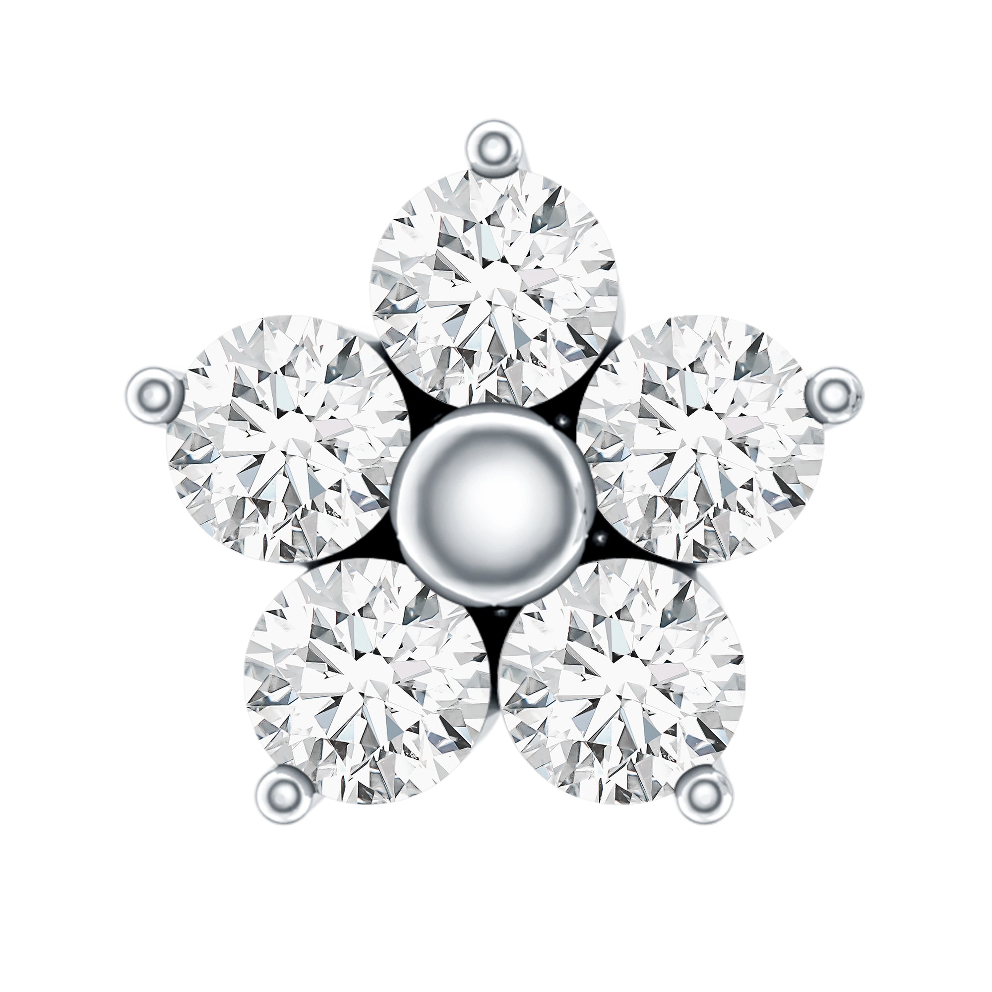Nature Inspired Diamond Flower Earring for Tragus Piercing Lab - ( EF-VS ) - Rosec Jewels