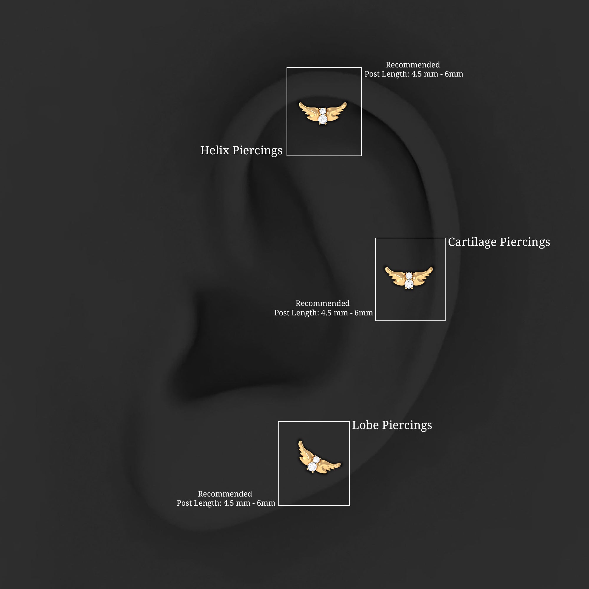 Animal Inspired Diamond Bird Earring for Helix Piercing Lab - ( EF-VS ) - Rosec Jewels