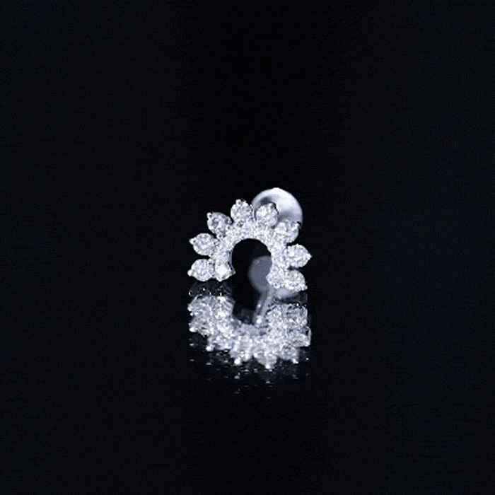 Real Diamond Horseshoe Earring for Helix Piercing Lab - ( EF-VS ) - Rosec Jewels
