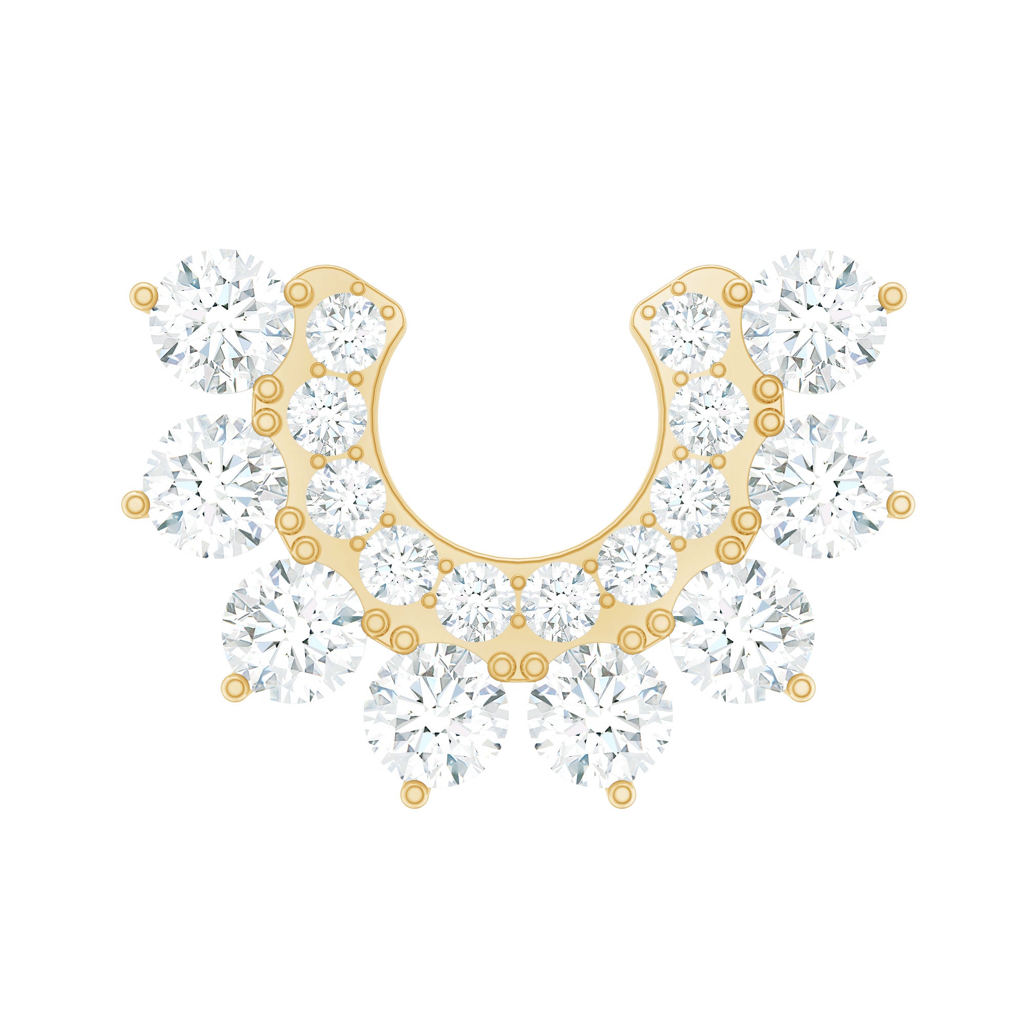 Real Diamond Horseshoe Earring for Helix Piercing Lab - ( EF-VS ) - Rosec Jewels