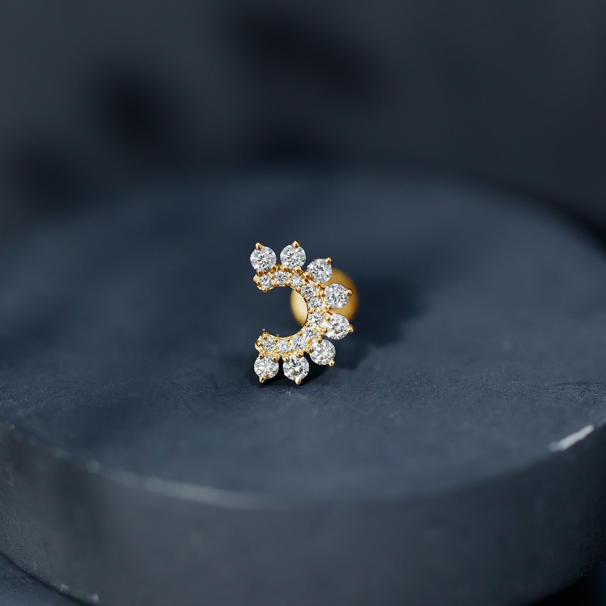 Real Diamond Horseshoe Earring for Helix Piercing Lab - ( EF-VS ) - Rosec Jewels