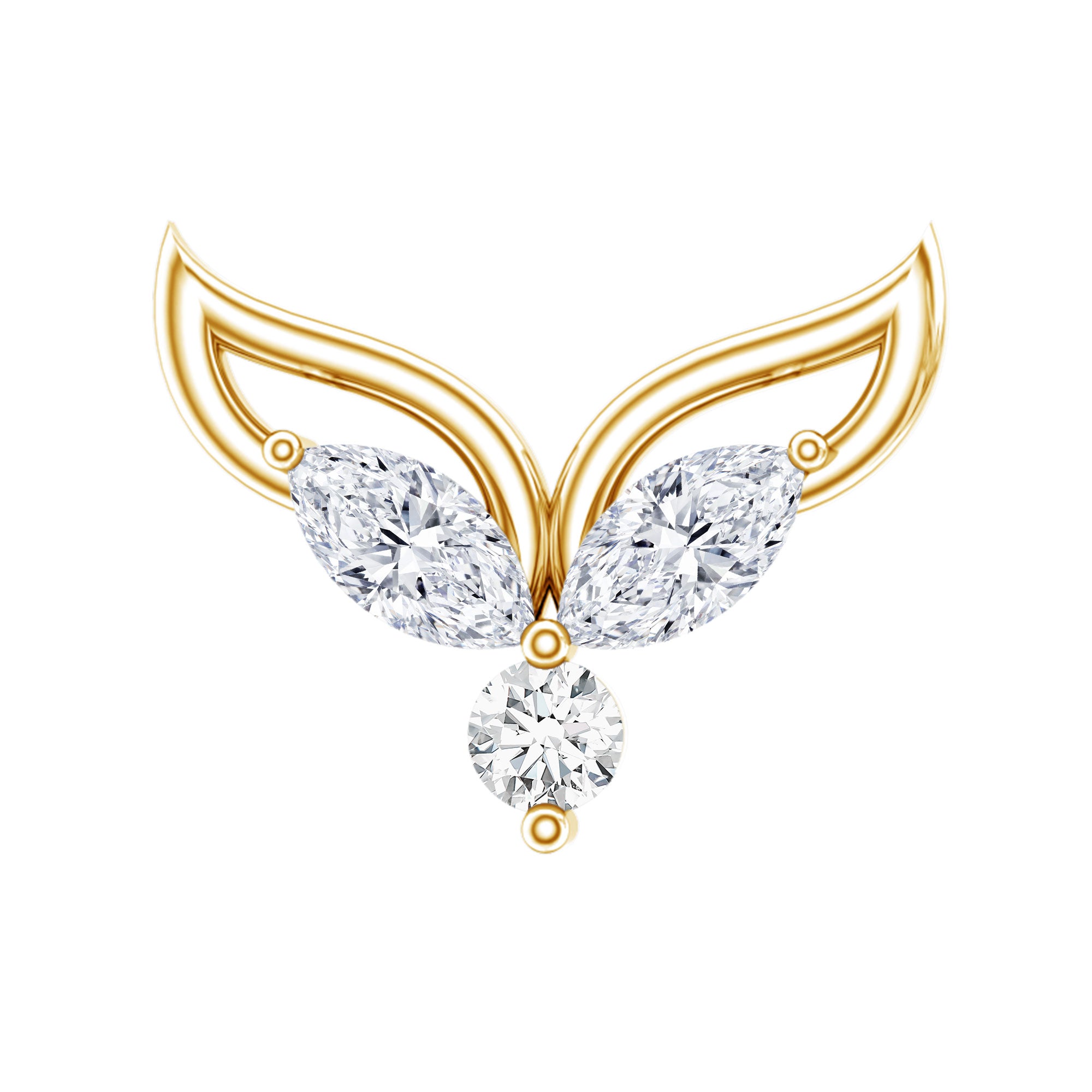Marquise Diamond Leaf Earring for Cartilage Piercing Lab - ( EF-VS ) - Rosec Jewels