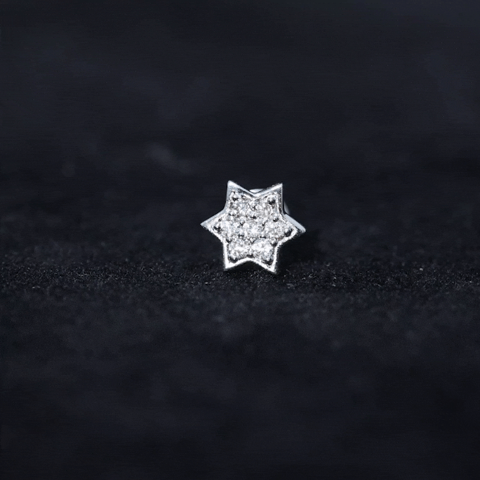 Certified Diamond Star Earring for Helix Piercing Lab - ( EF-VS ) - Rosec Jewels