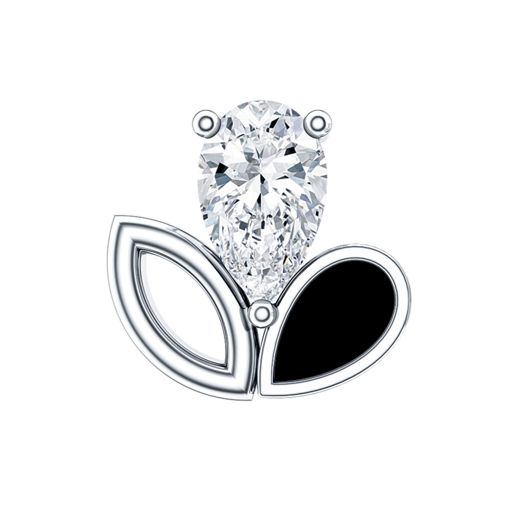 Pear Shape Diamond Leaf Earring for Helix Piercing Lab - ( EF-VS ) - Rosec Jewels