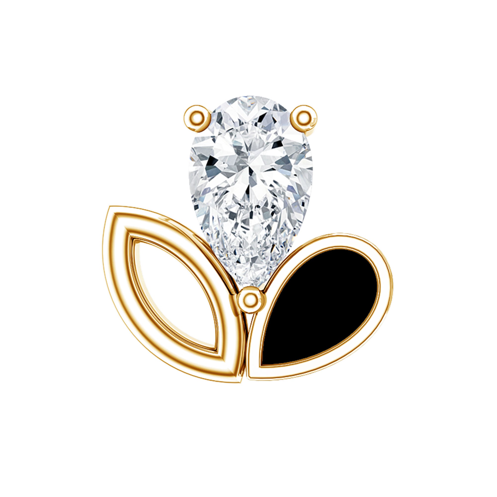 Pear Shape Diamond Leaf Earring for Helix Piercing Lab - ( EF-VS ) - Rosec Jewels