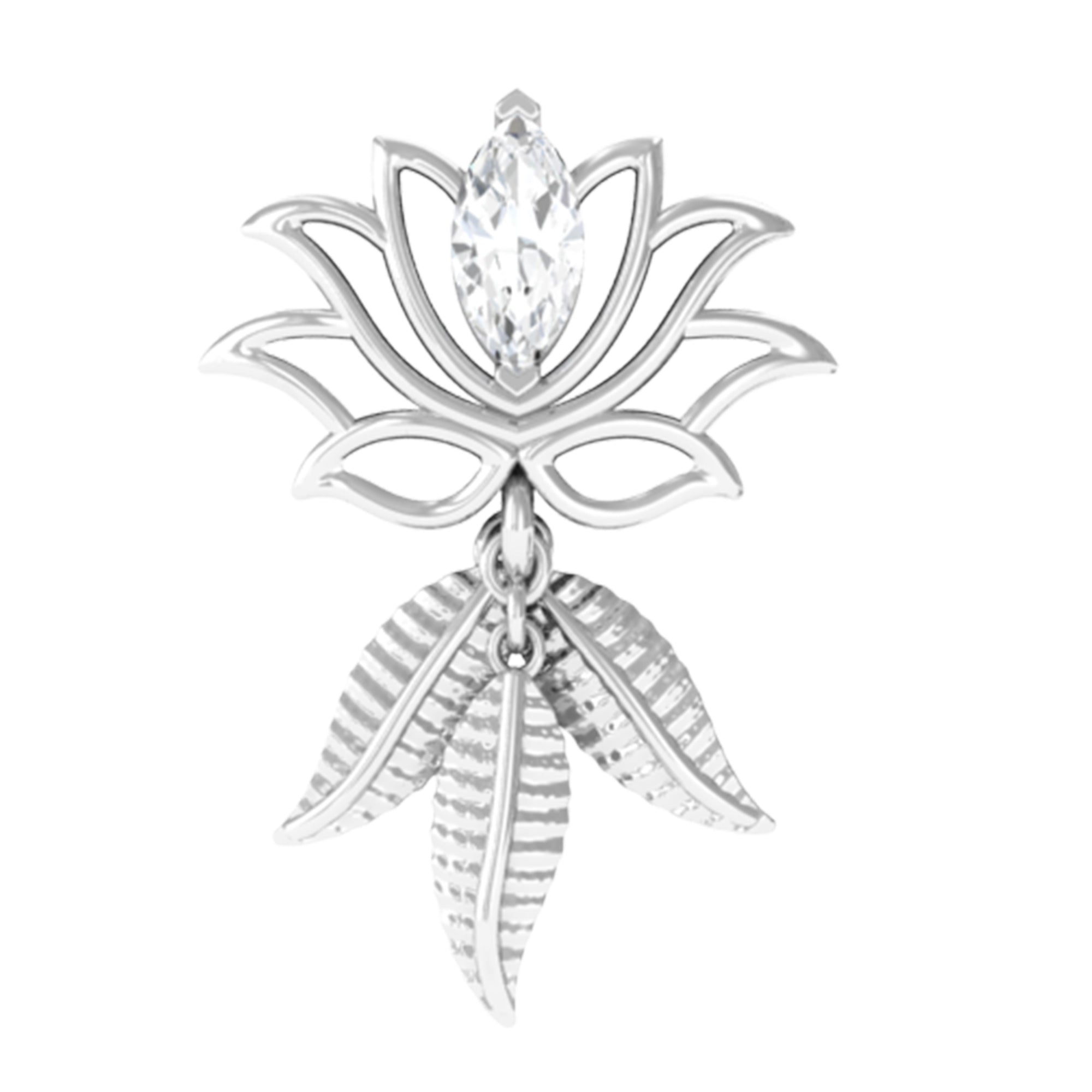 Marquise Diamond Lotus Flower Drop Earring Lab - ( EF-VS ) - Rosec Jewels