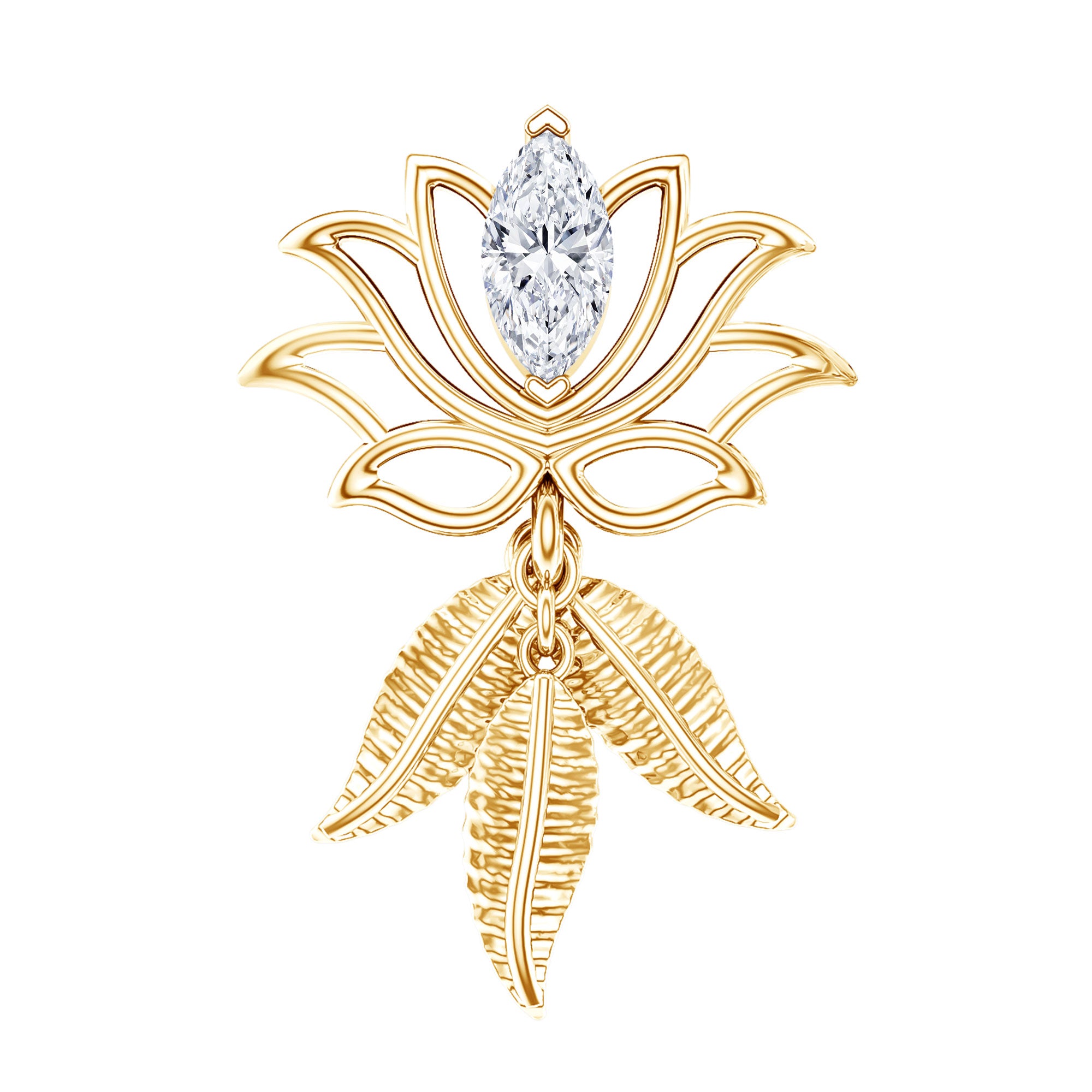 Marquise Diamond Lotus Flower Drop Earring Lab - ( EF-VS ) - Rosec Jewels