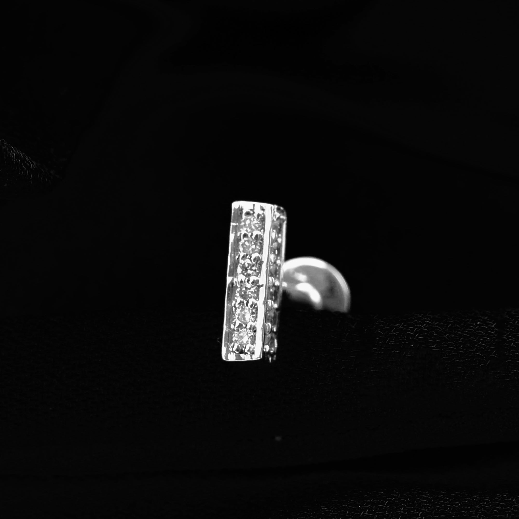 Diamond Bar Earring for Tragus Piercing Lab - ( EF-VS ) - Rosec Jewels