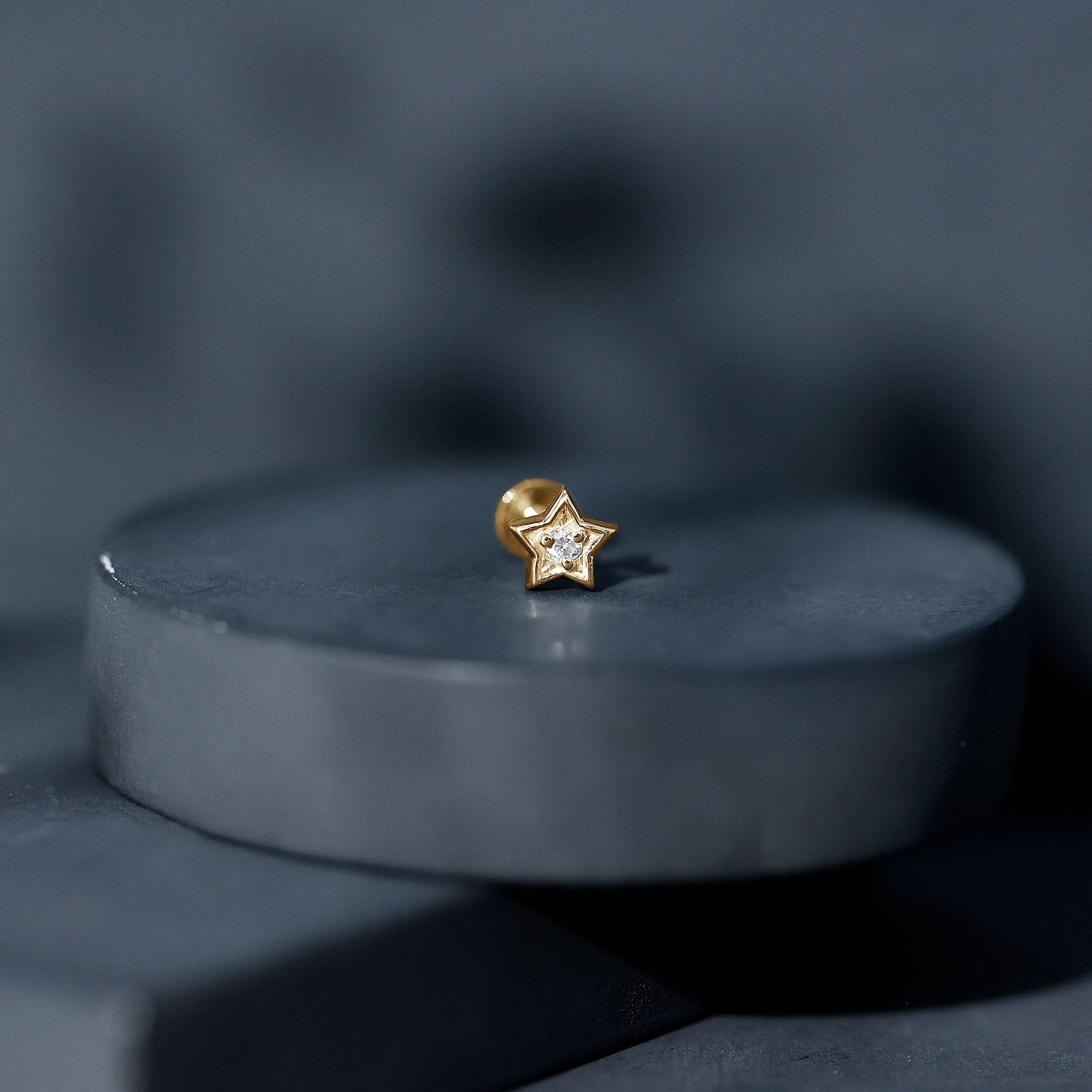 Dainty Diamond Star Earring for Tragus Piercing Lab - ( EF-VS ) - Rosec Jewels