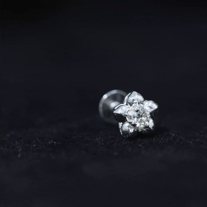 Minimal Diamond Flower Earring for Helix Piercing Lab - ( EF-VS ) - Rosec Jewels