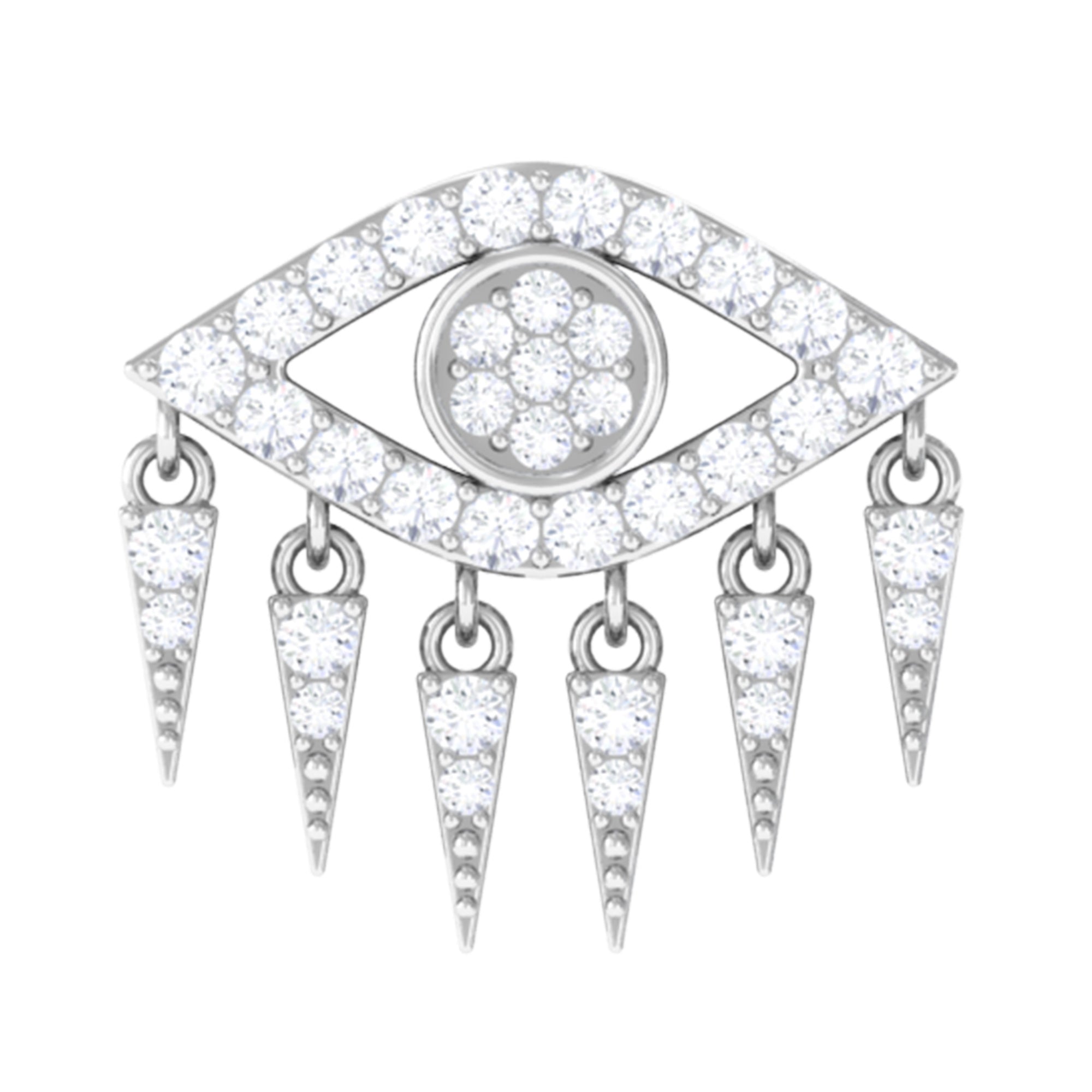 Diamond Evil Eye Earring for Upper Lobe Piercing Lab - ( EF-VS ) - Rosec Jewels