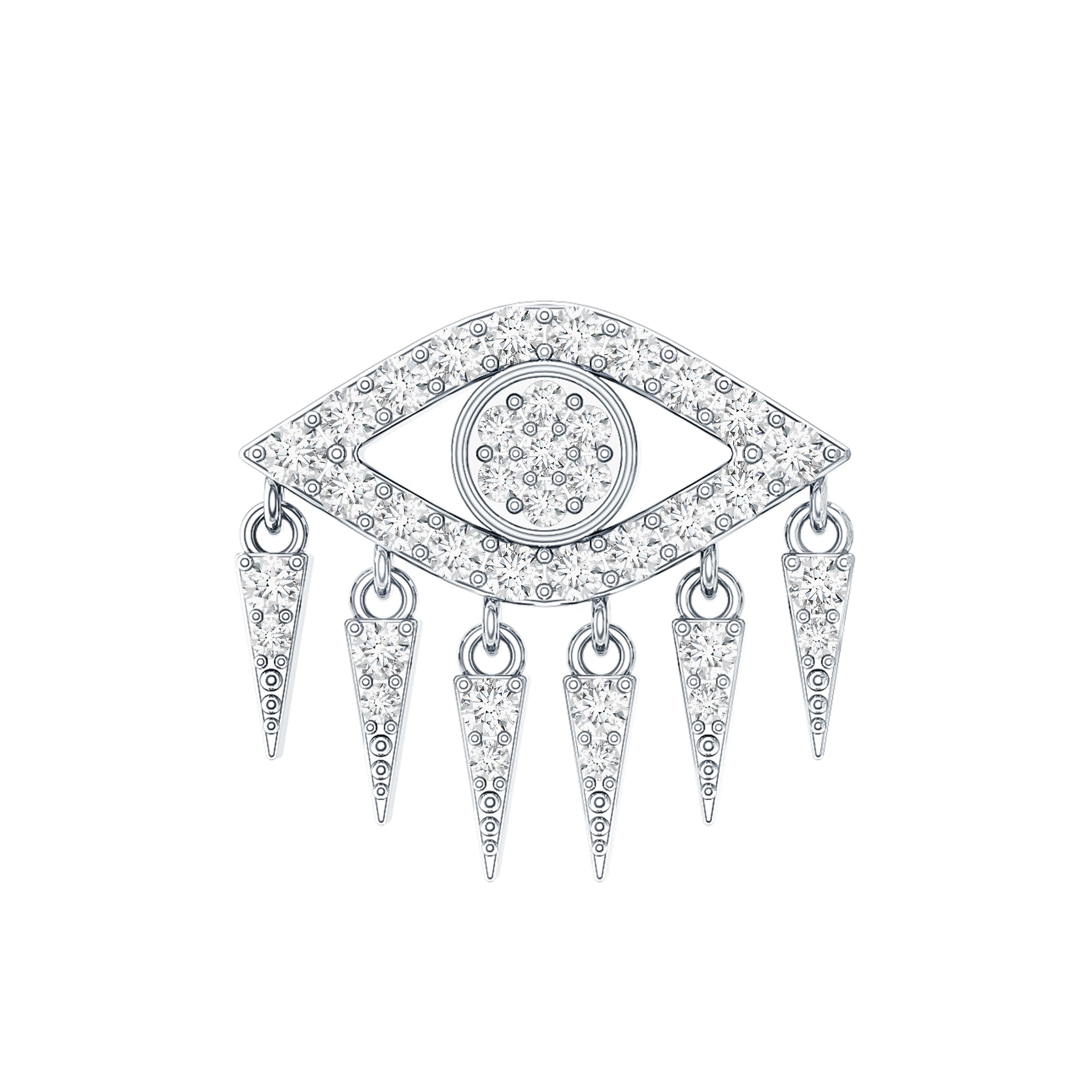 Diamond Evil Eye Earring for Upper Lobe Piercing Lab - ( EF-VS ) - Rosec Jewels