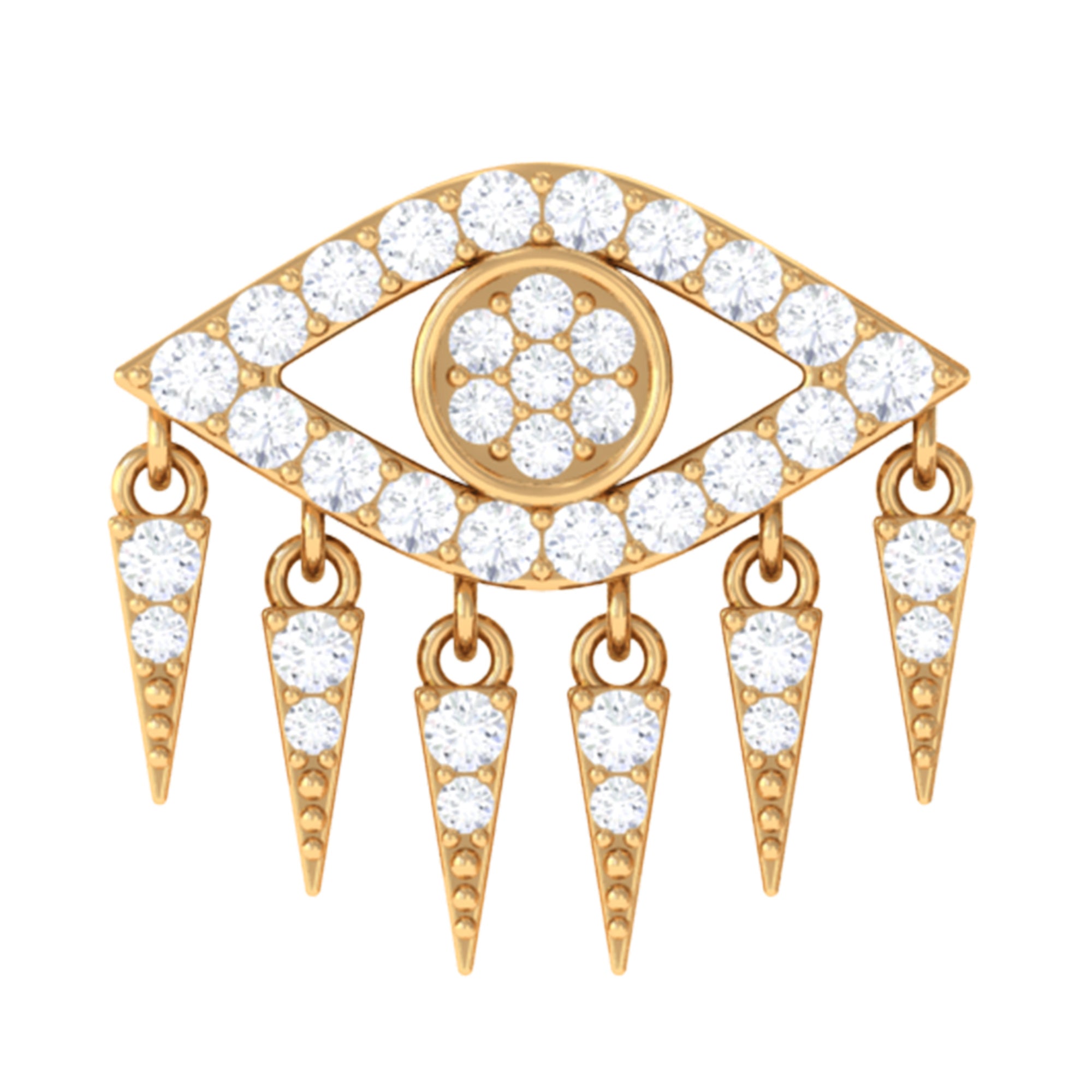 Diamond Evil Eye Earring for Upper Lobe Piercing Lab - ( EF-VS ) - Rosec Jewels