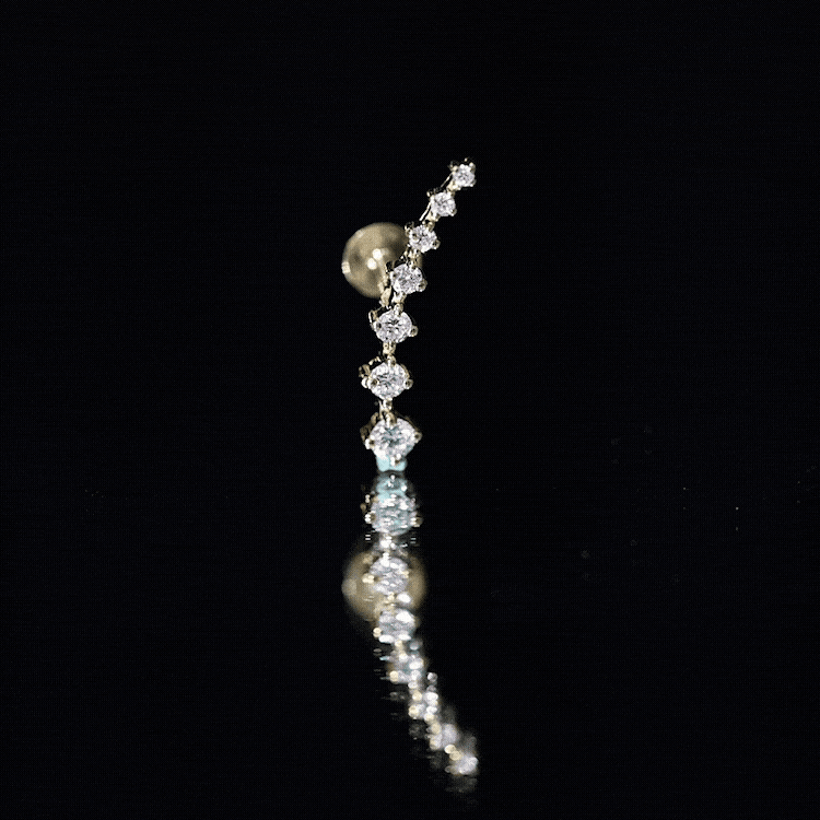 Brilliant Cut Diamond Ear Climber Earring for Helix Piercing Lab - ( EF-VS ) - Rosec Jewels