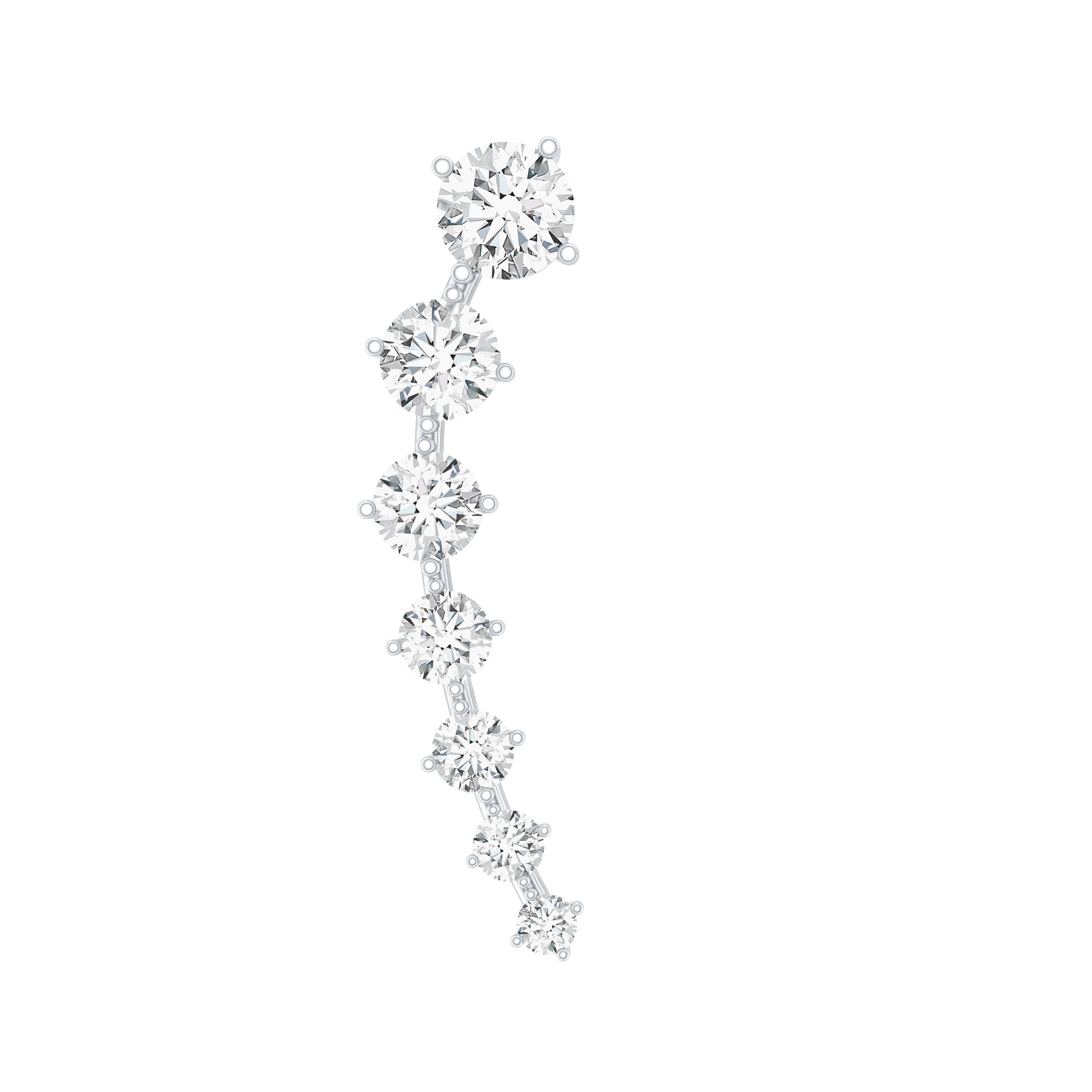 Brilliant Cut Diamond Ear Climber Earring for Helix Piercing Lab - ( EF-VS ) - Rosec Jewels